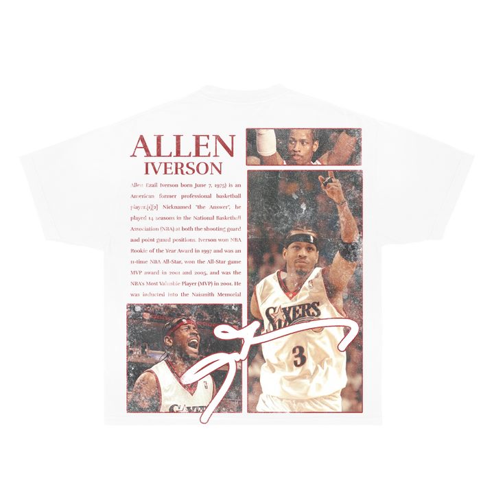 Retro Allen Iverson t-shirt – oversized NBA legend print, Philadelphia 76ers MVP award graphic