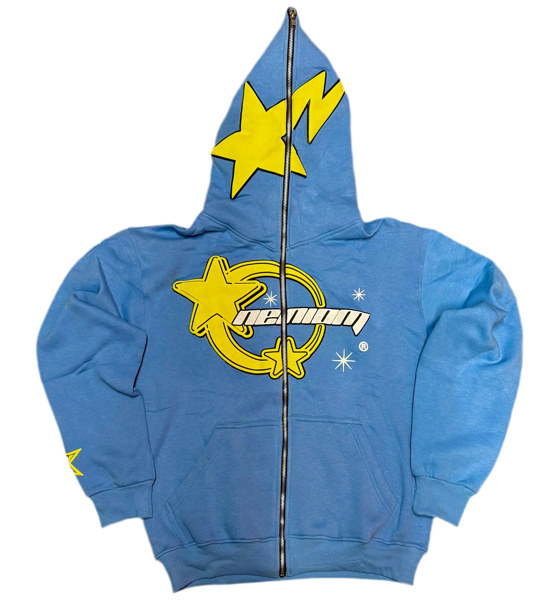 ★ LIMITED ★ Neniom Puff Printed Blue Shooting Stars Full Zip-Up Hoodie Streetwear Y2K Neniom