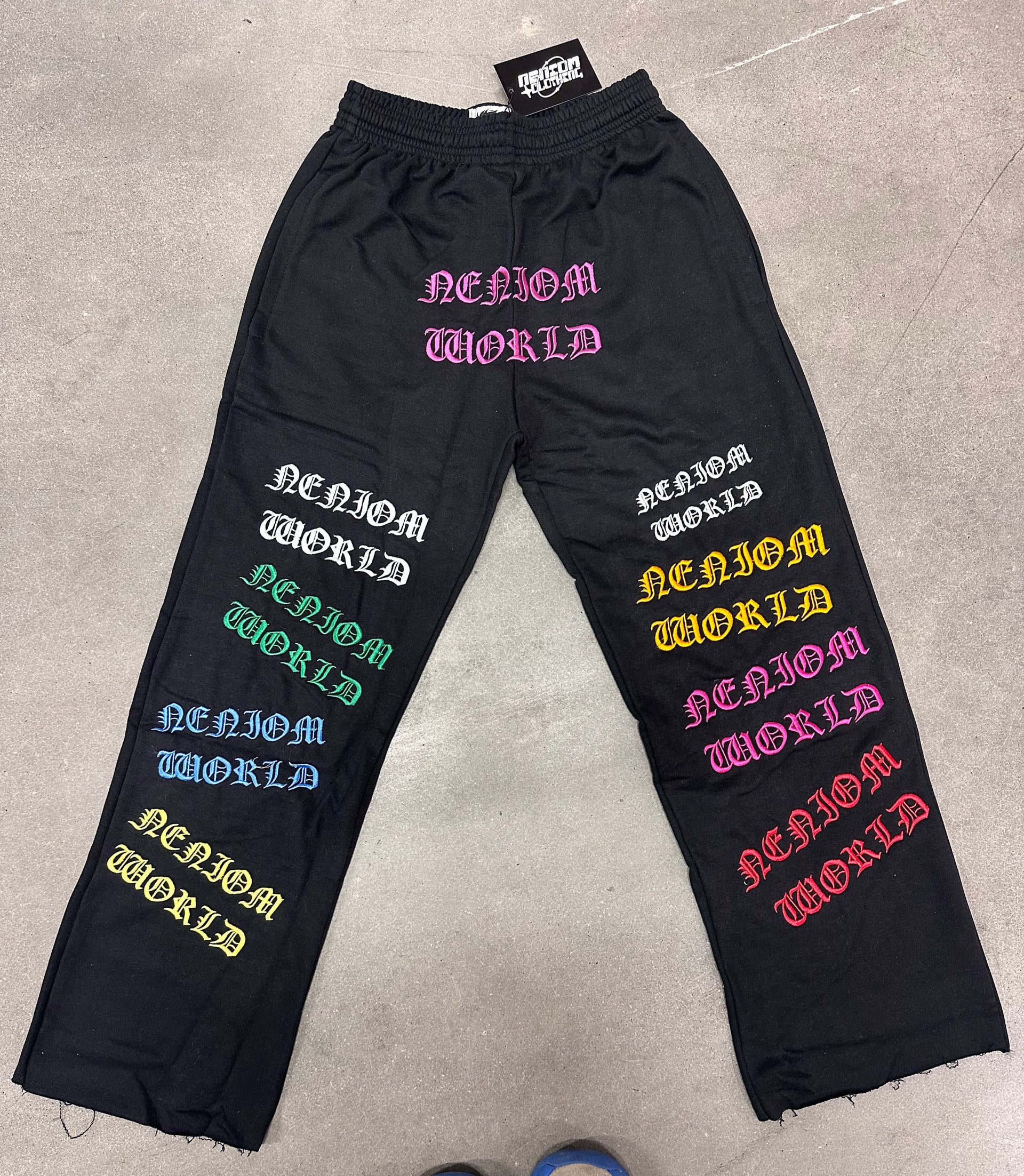 ★ LIMITED ★ Neniom World Baggy Sweatpants BLK Streetwear Y2K Fashion