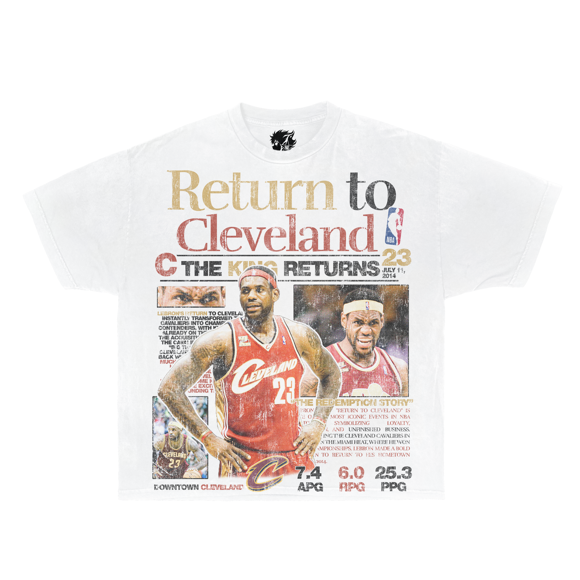 LeBron James Cleveland Cavaliers newspaper graphic tee – I’m Coming Home retro streetwear shirt
