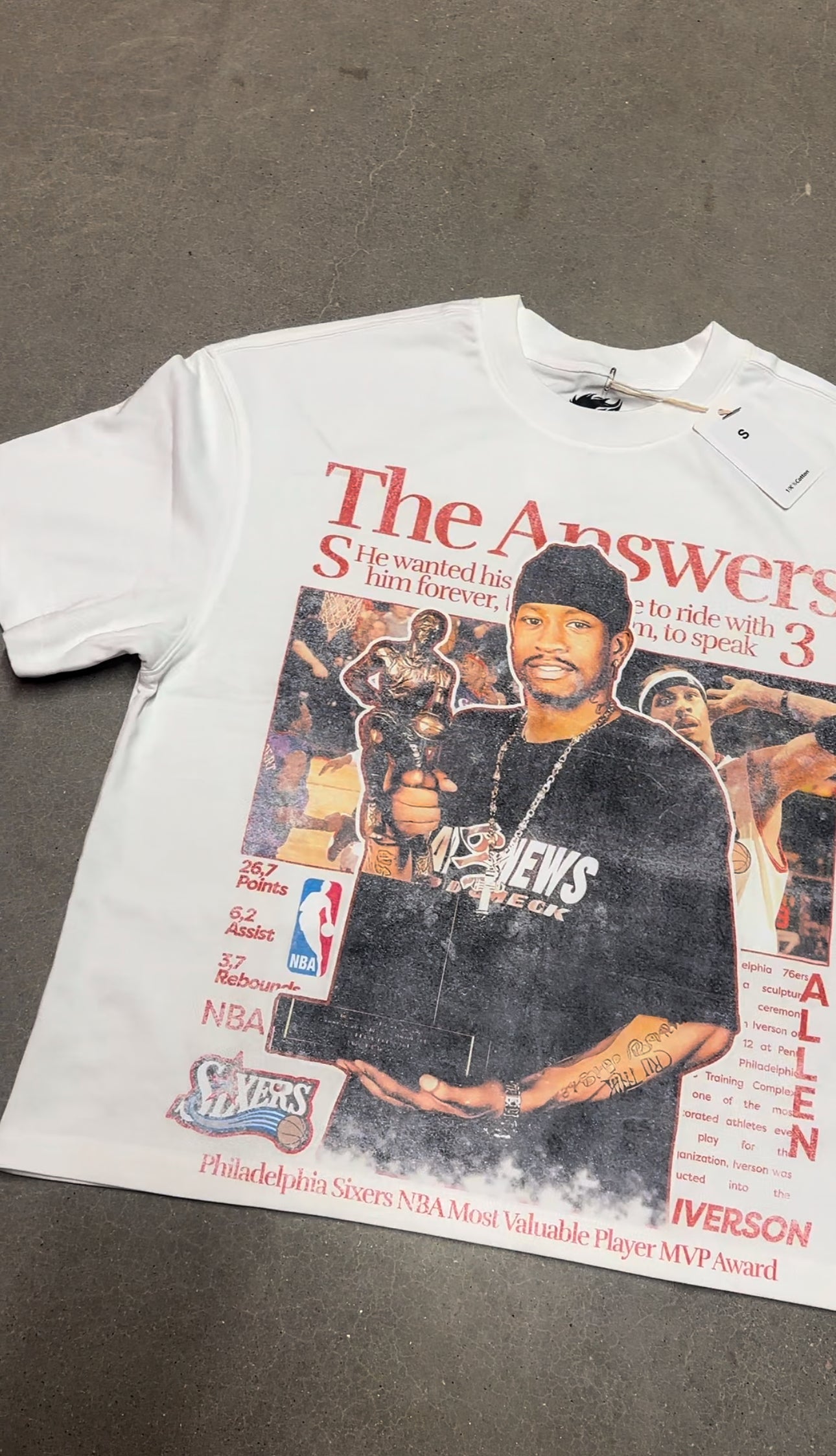 Allen Iverson The Answer shirt – iconic Philadelphia 76ers vintage style newspaper graphic tee