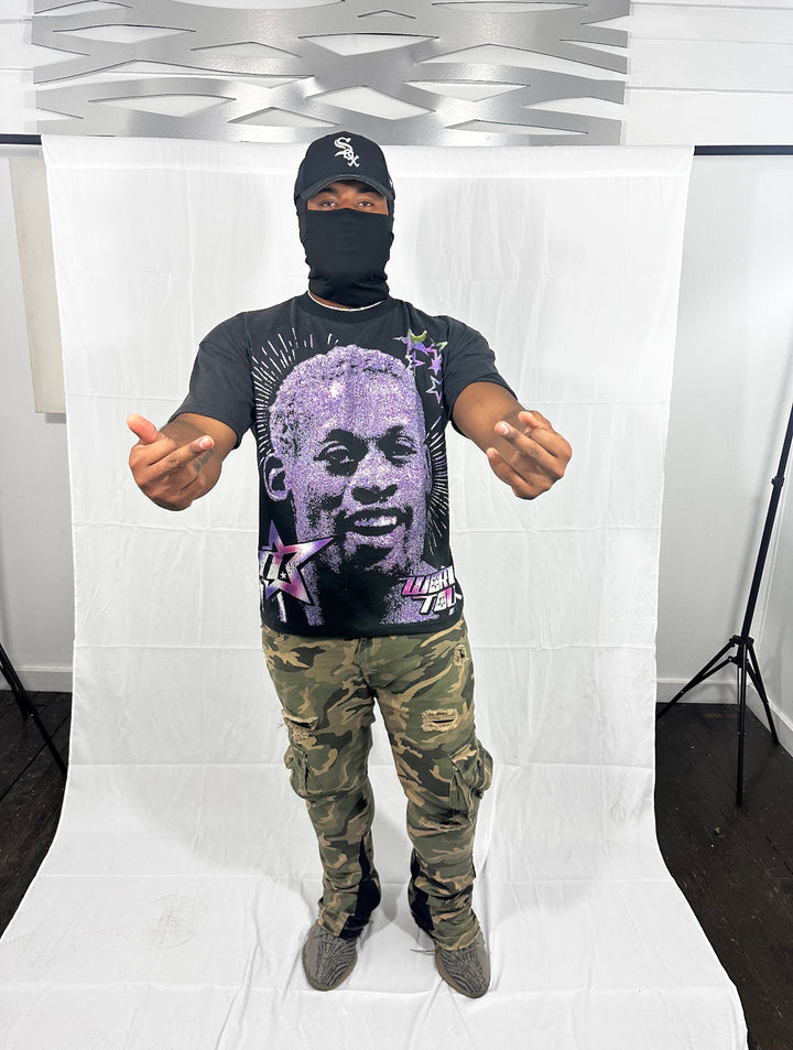 NENIOM World Tour graphic tee – Dennis Rodman vintage streetwear shirt in black with bold purple design