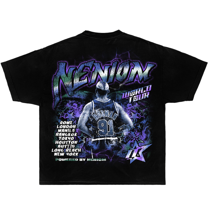 NENIOM streetwear graphic tee – Dennis Rodman inspired World Tour shirt, 90s hip hop fashion