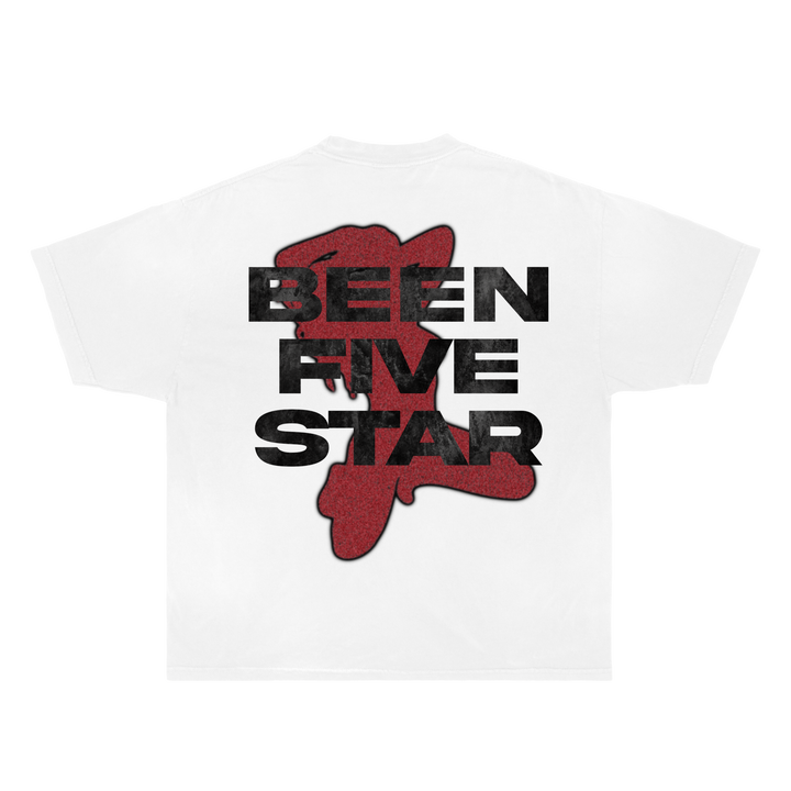 Retro basketball inspired t-shirt – LeBron James money stack print with ‘Been Five Star’ back graphic