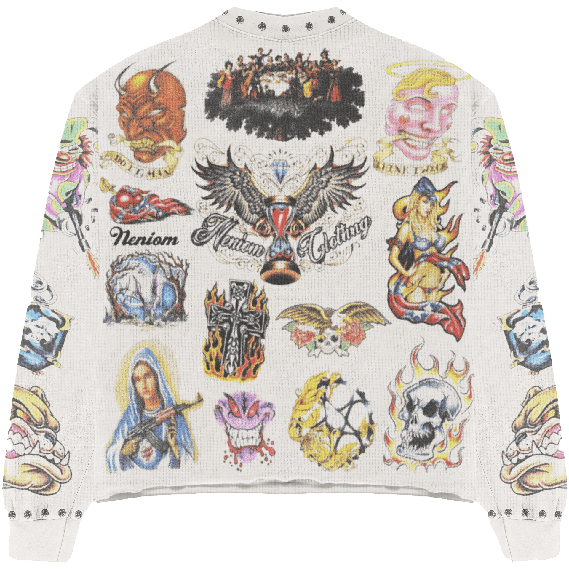 ★ LIMITED ★ Tatted Thermal Neniom Long Sleeve Streetwear Y2K Vintage Neniom