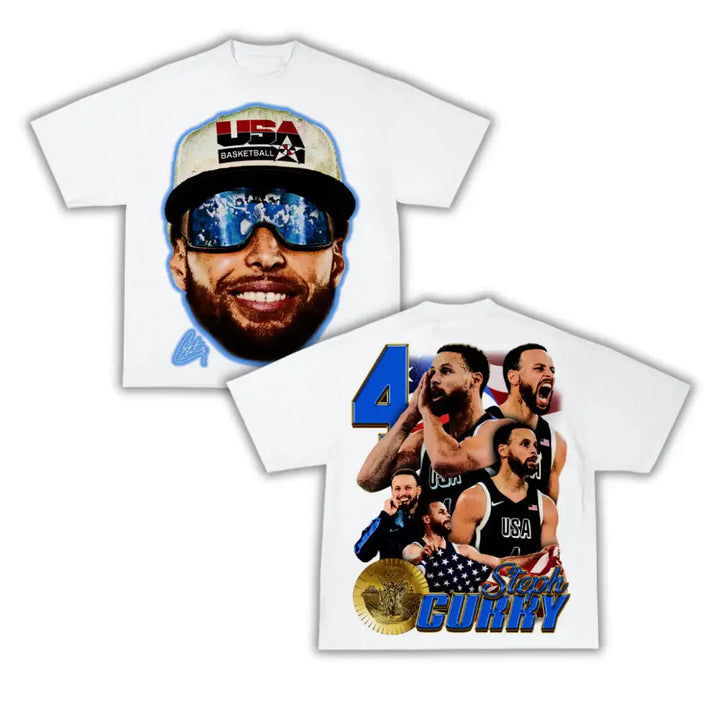 “Chef Curry” Team USA Boxy Vintage Graphic Shirt Basketball Tee Streetwear Y2K Neniom