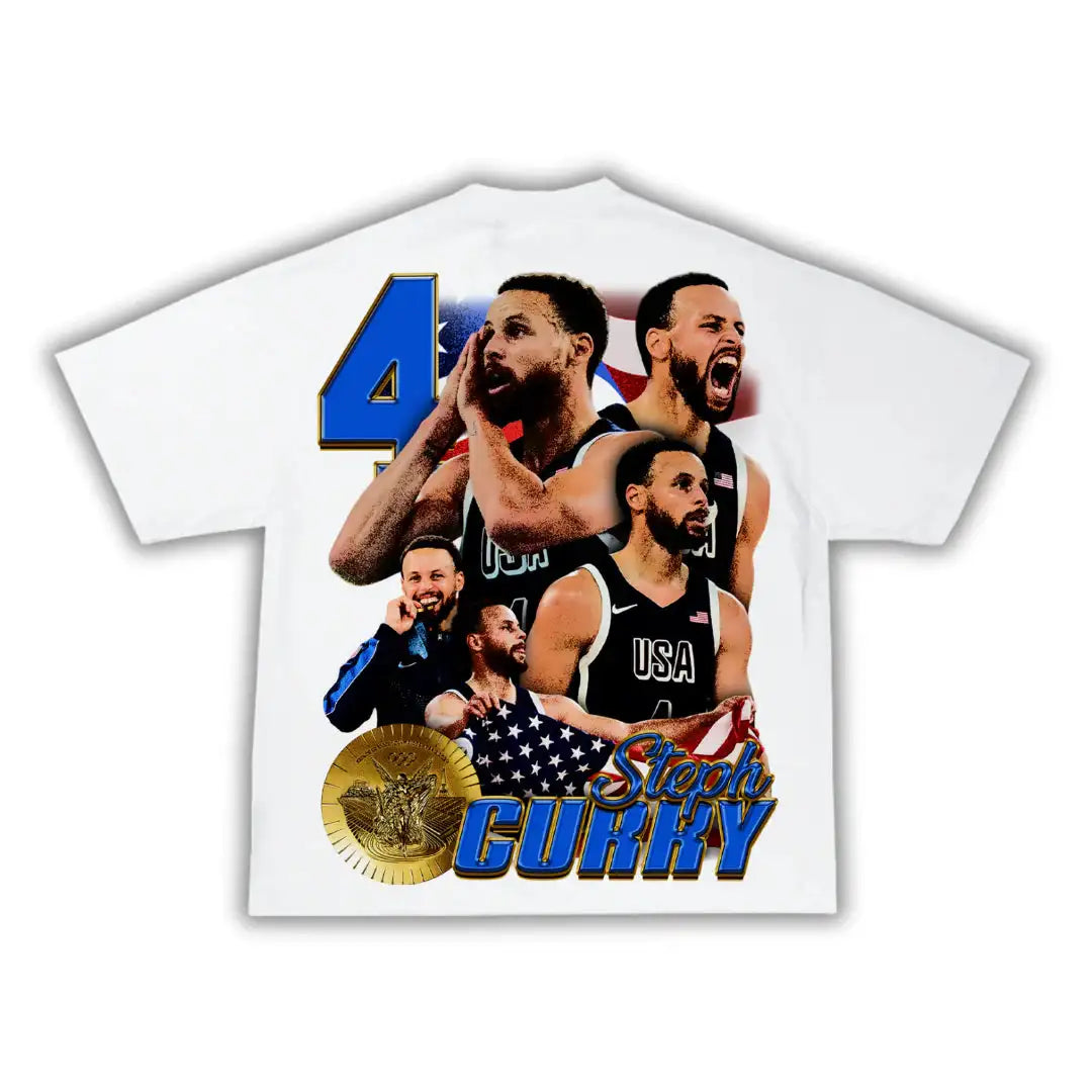 “Chef Curry” Team USA Boxy Vintage Graphic Shirt Basketball Tee Streetwear Y2K Neniom