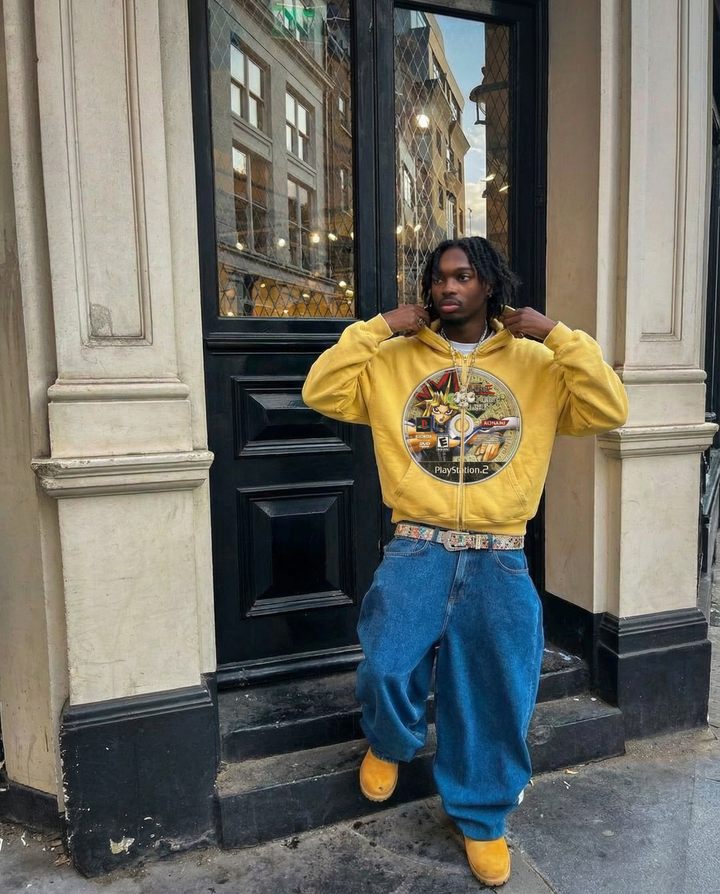 Yi-Gi-Oh Game Disc Cropped Zip-Up Boxy Hoodie | Streetwear Hoodies | Y2K Video Game Hooded Sweatshirt | Unisex Graphic Zip Ups | Oversized - Neniom