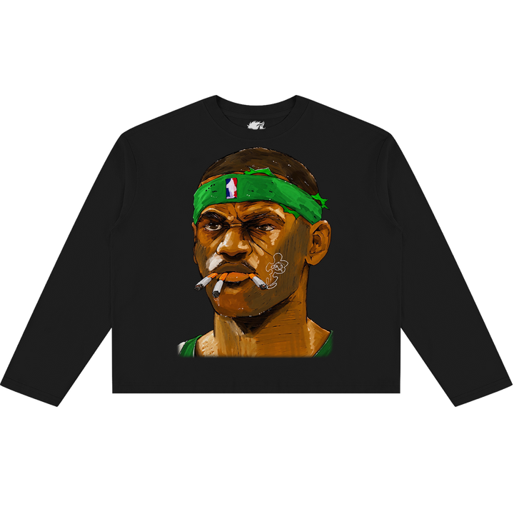 Lebron James Anime Smoke Break Long Sleeve Y2K style Sweatshirt
