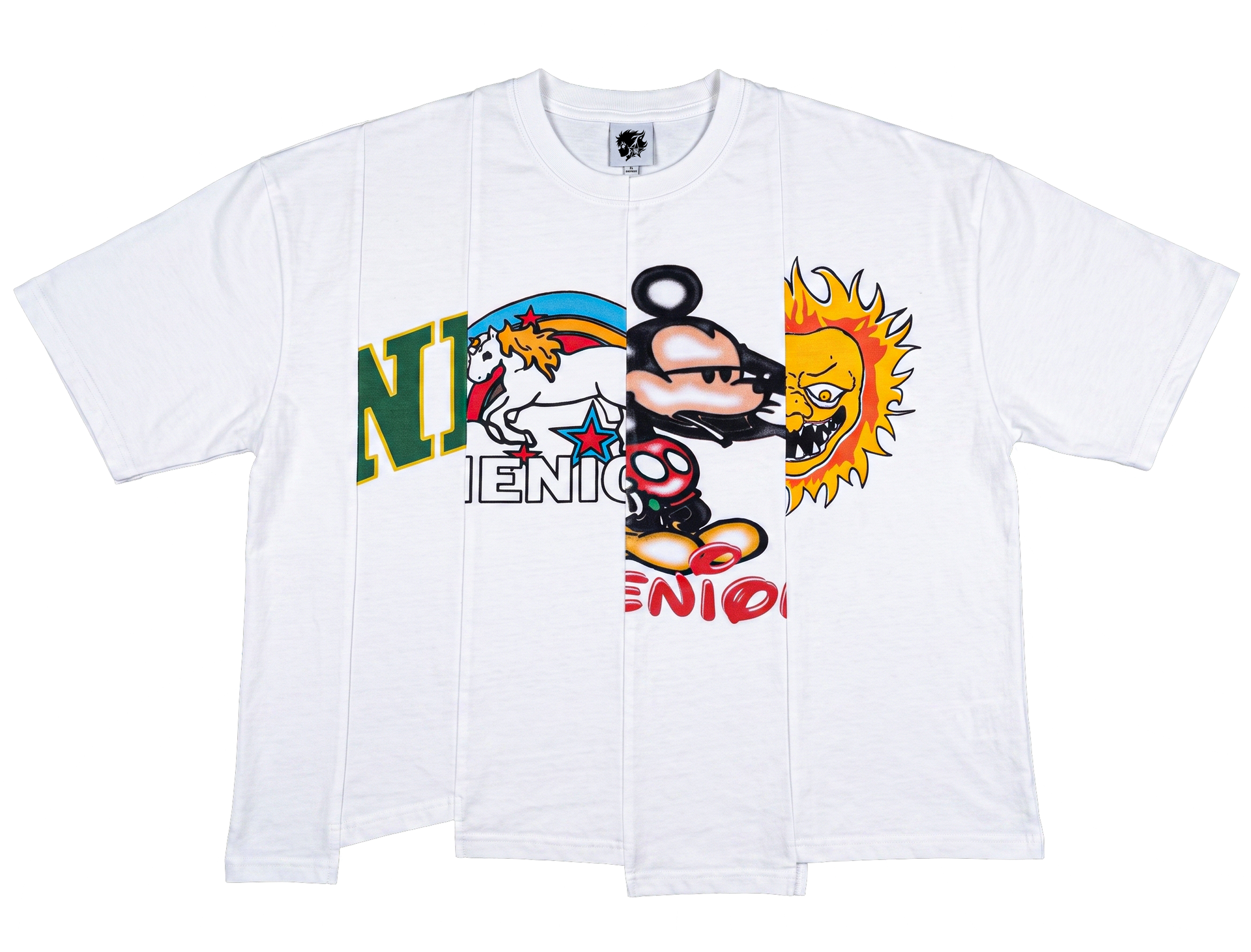 ★ LIMITED ★ NENIOM UNEVEN CHARACTERS SHIRT OVERSIZED WHITE BOXY STREETWEAR Y2K