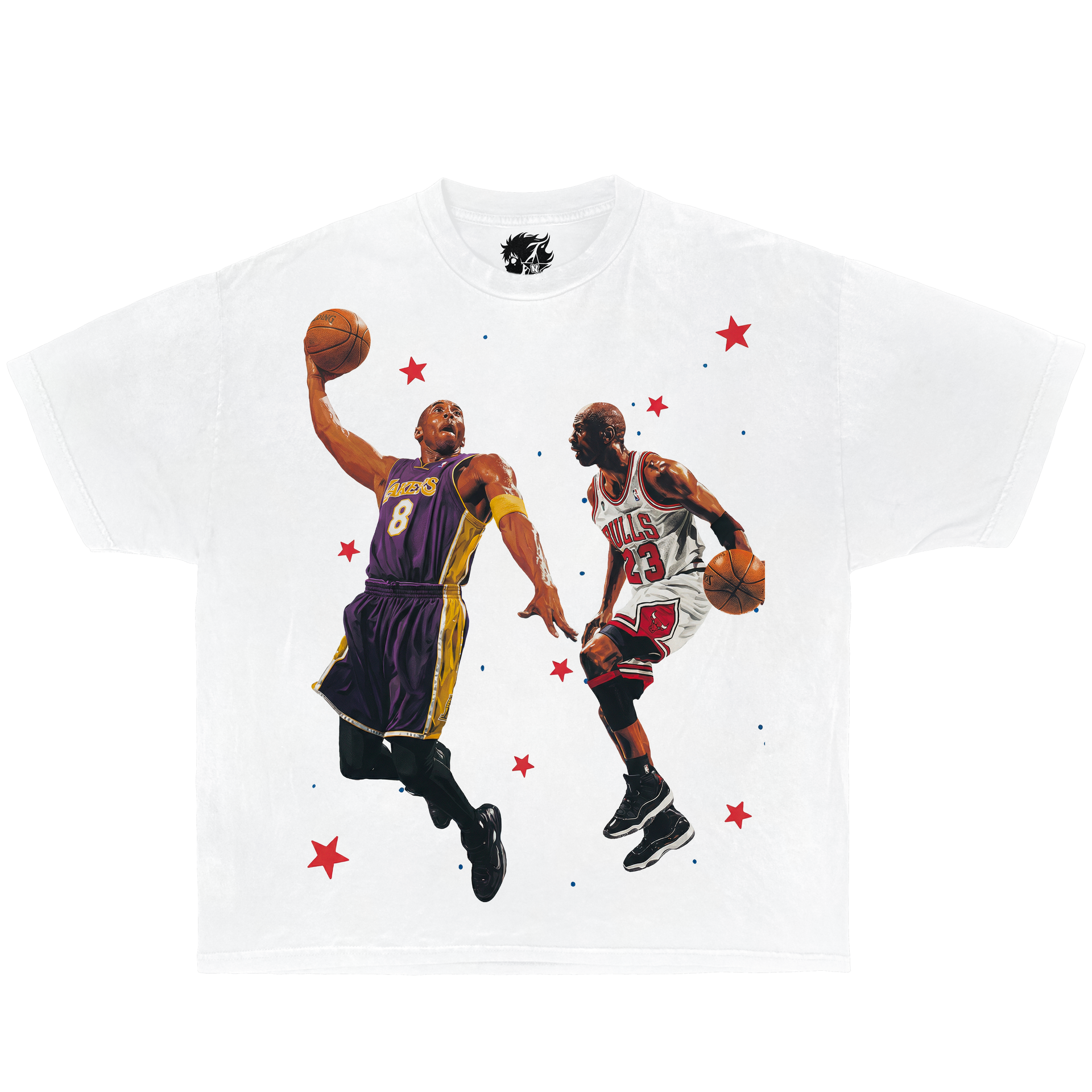 Stars Kobe & Jordan Boxy Shirt Vintage Basketball Streetwear Y2K Oversized Graphic