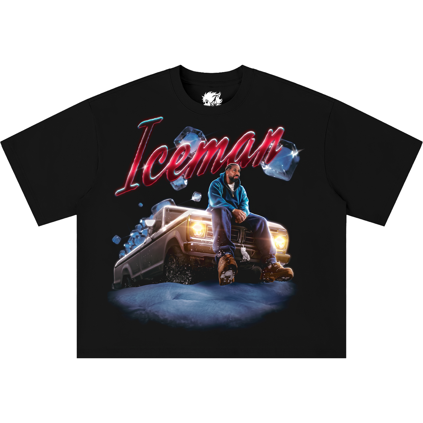 Drake Iceman Art Boxy Shirt Vintage Bootleg Streetwear Oversized Graphic Tee