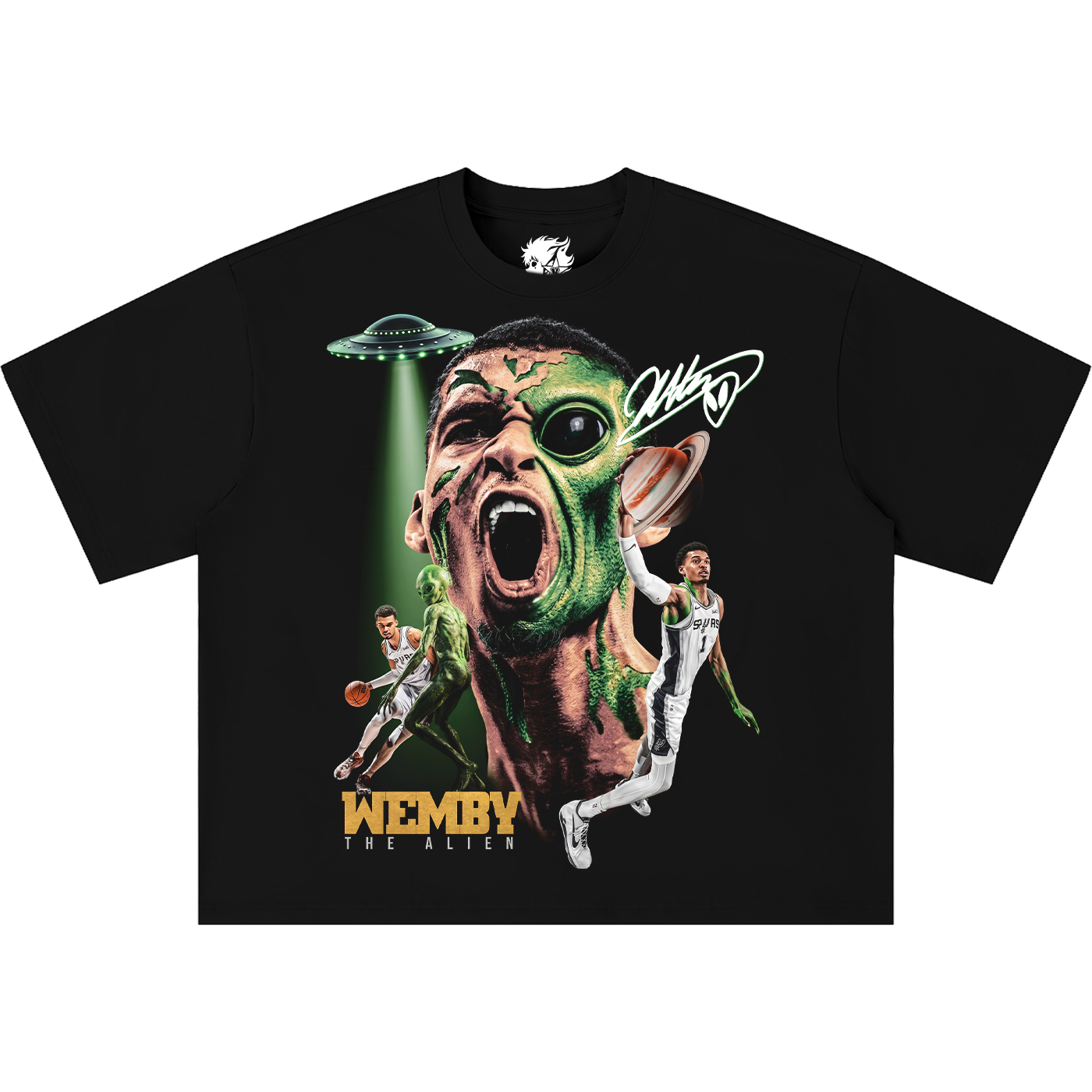 Victor Wembanyama Alien Spurs Basketball Boxy Shirt Vintage Streetwear Oversized Graphic Tee