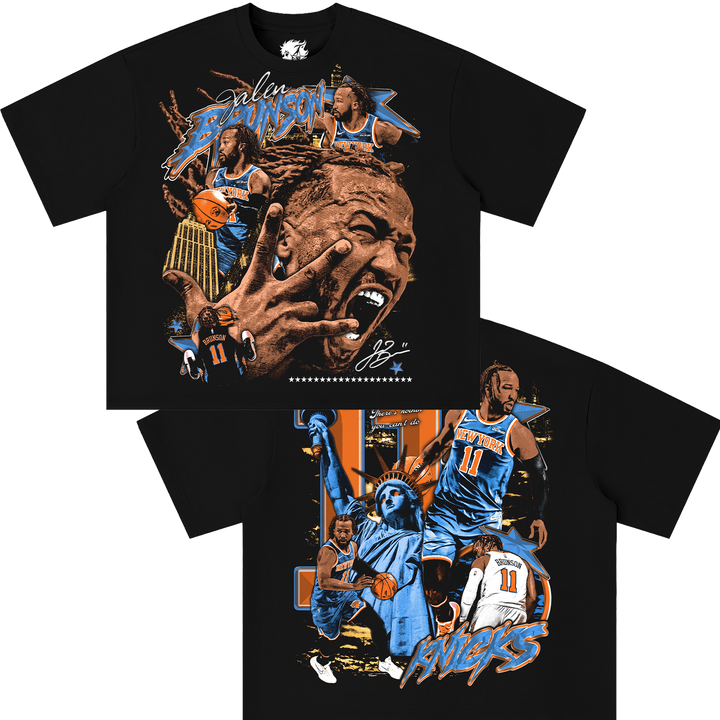 Jalen Brunson NYC Knicks Boxy Shirt Vintage Bootleg Streetwear Oversized Graphic Tee