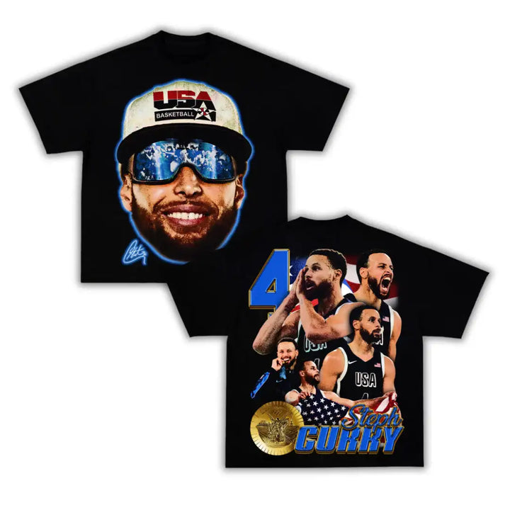 “Chef Curry” Team USA Boxy Vintage Graphic Shirt Basketball Tee Streetwear Y2K Neniom