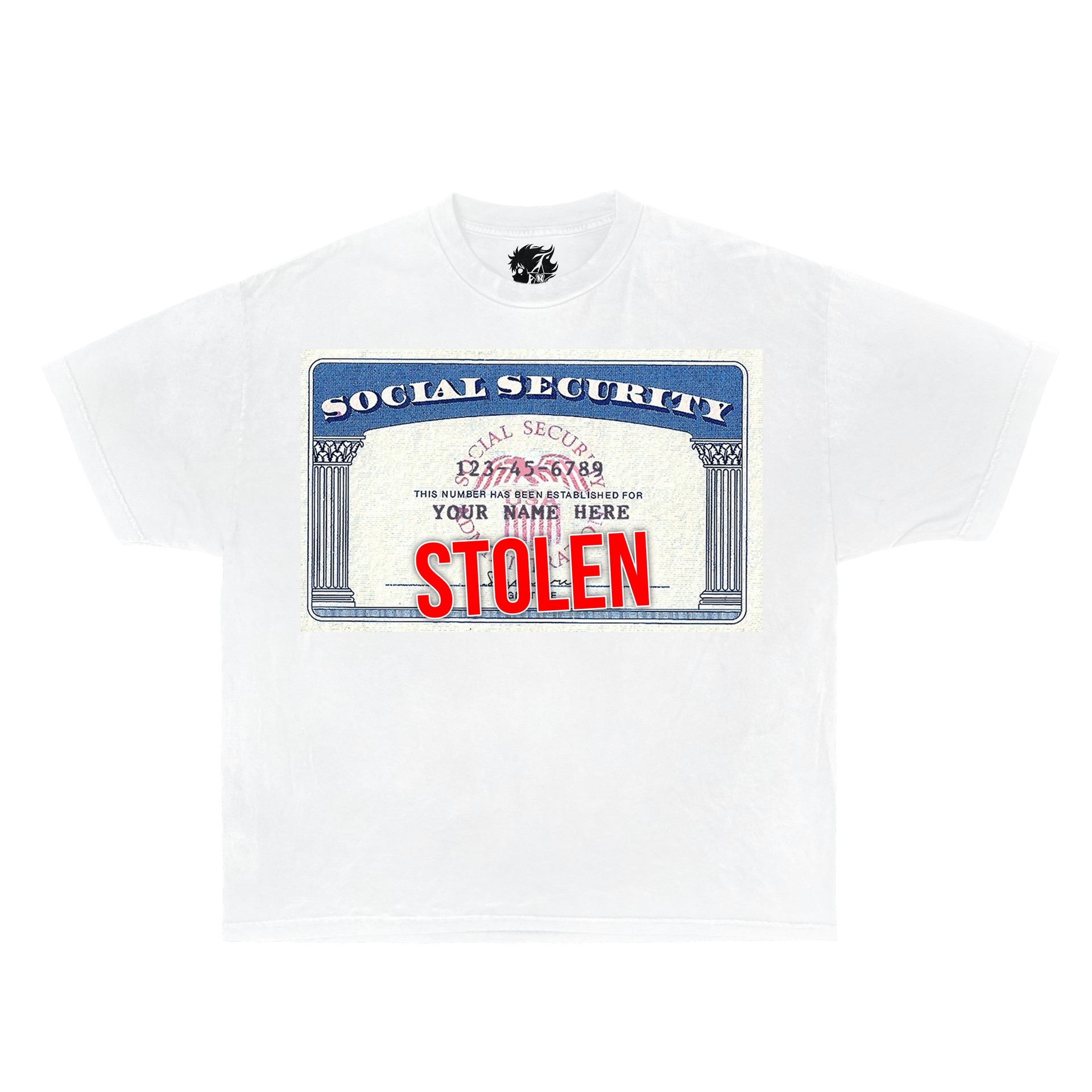 stolen social security shirt

y2k streetwear graphic tee

oversized edgy streetwear shirt

viral streetwear graphic t-shirt

black and white graphic tee

bold statement streetwear top

funny graphic streetwear shirt

vintage inspired streetwear tee

hype urban fashion shirt

unisex oversized streetwear