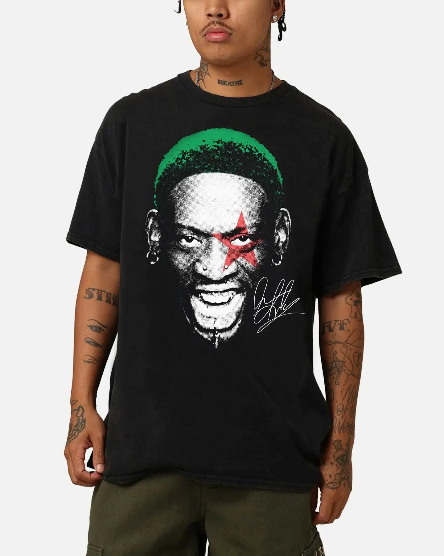 Dennis Rodman Signature Big Head Graphic Boxy Vintage Shirt Streetwear Y2K Unisex Oversized Retro Neniom