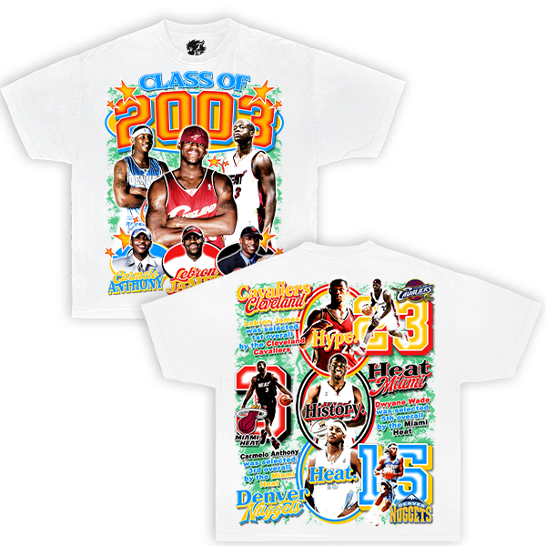 Class of 2003 Draft Vintage Oversized Boxy T-shirt Streetwear Graphic Y2K Basketball Tee