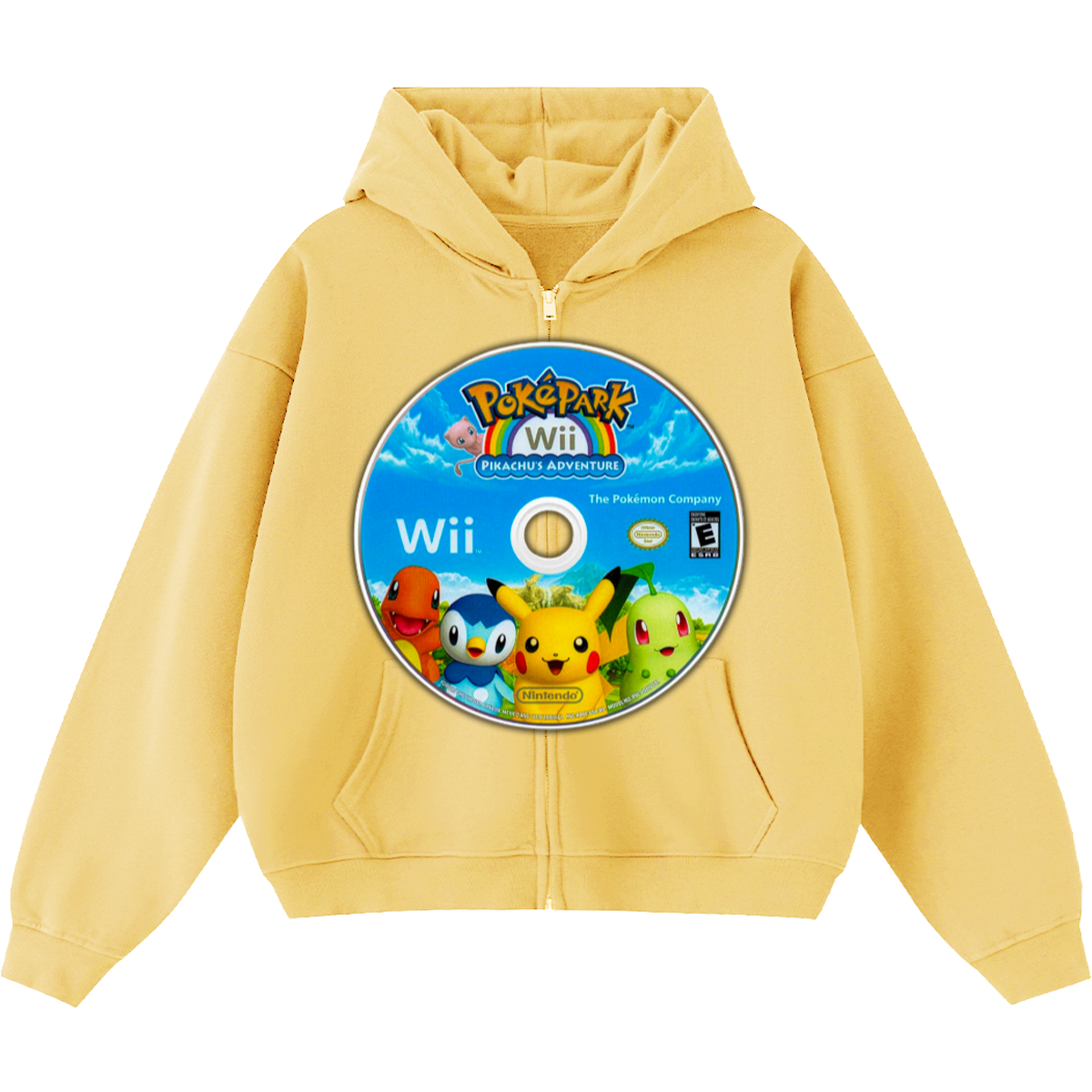Pokémon Game Disc Cropped Zip-Up Boxy Hoodie | Streetwear Hoodies | Y2K Video Game Hooded Sweatshirt | Unisex Graphic Zip Ups | Oversized