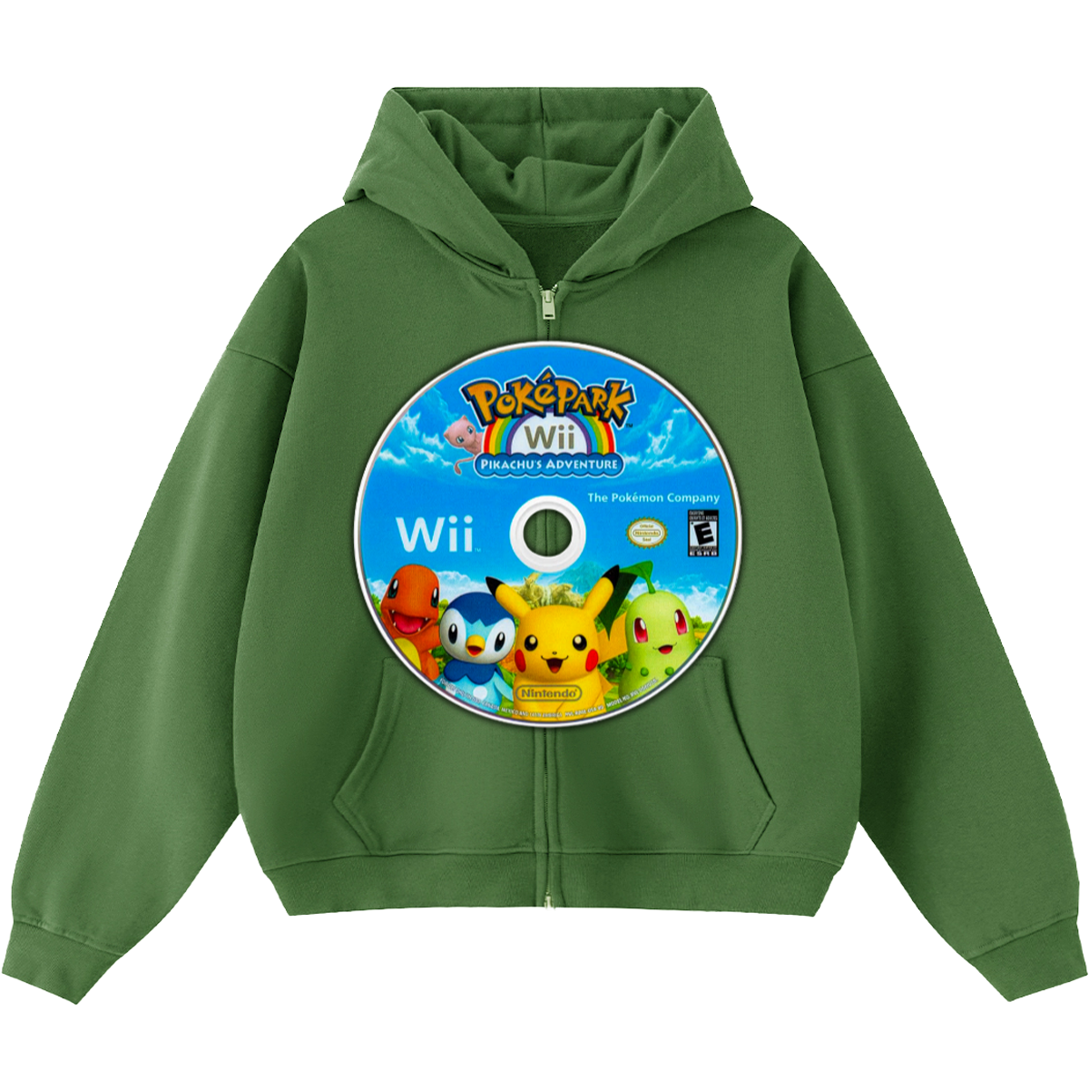 Pokémon Game Disc Cropped Zip-Up Boxy Hoodie | Streetwear Hoodies | Y2K Video Game Hooded Sweatshirt | Unisex Graphic Zip Ups | Oversized