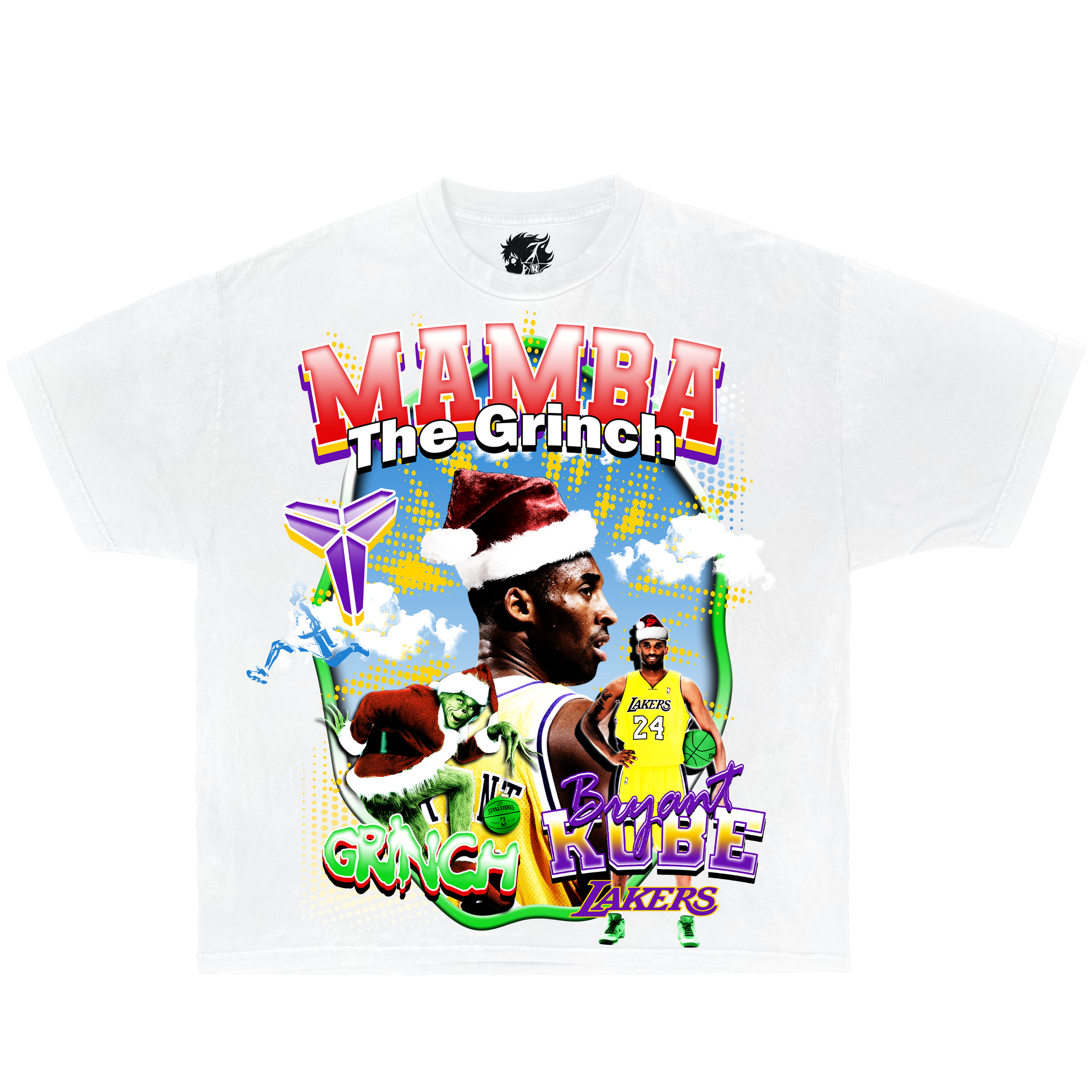 Kobe Mamba Grinch Christmas Vintage Oversized Boxy T-shirt Streetwear Graphic Y2K Basketball Tee