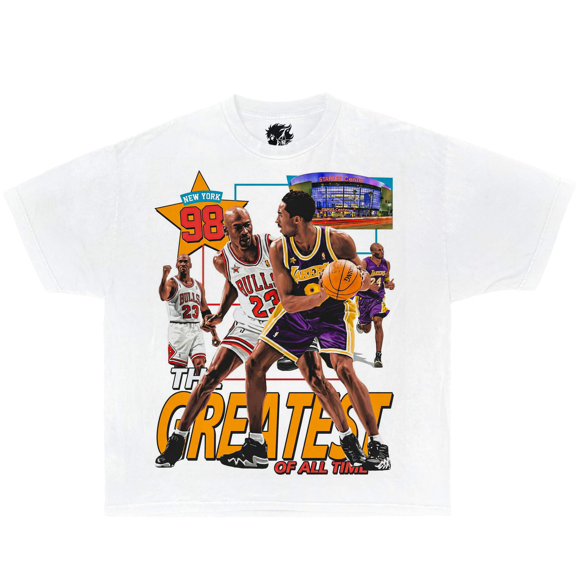 98 Legends Jordan vs Kobe Tee Shirt Vintage Basketball Boxy Tee Streetwear Y2K Oversized Graphic