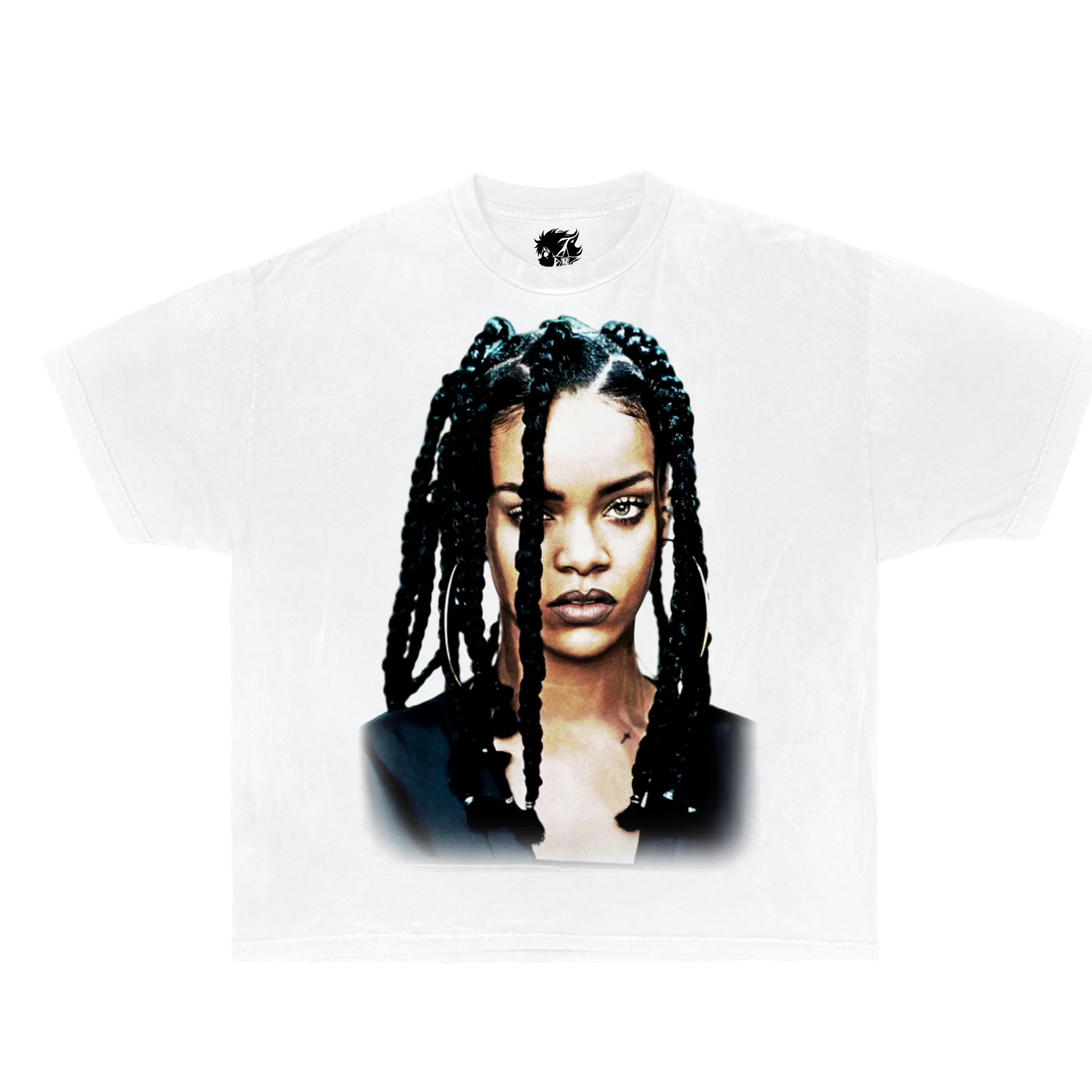 Rihanna Face Boxy Vintage Shirt Graphic Artist Rap Tees Oversized Streetwear Y2K Neniom