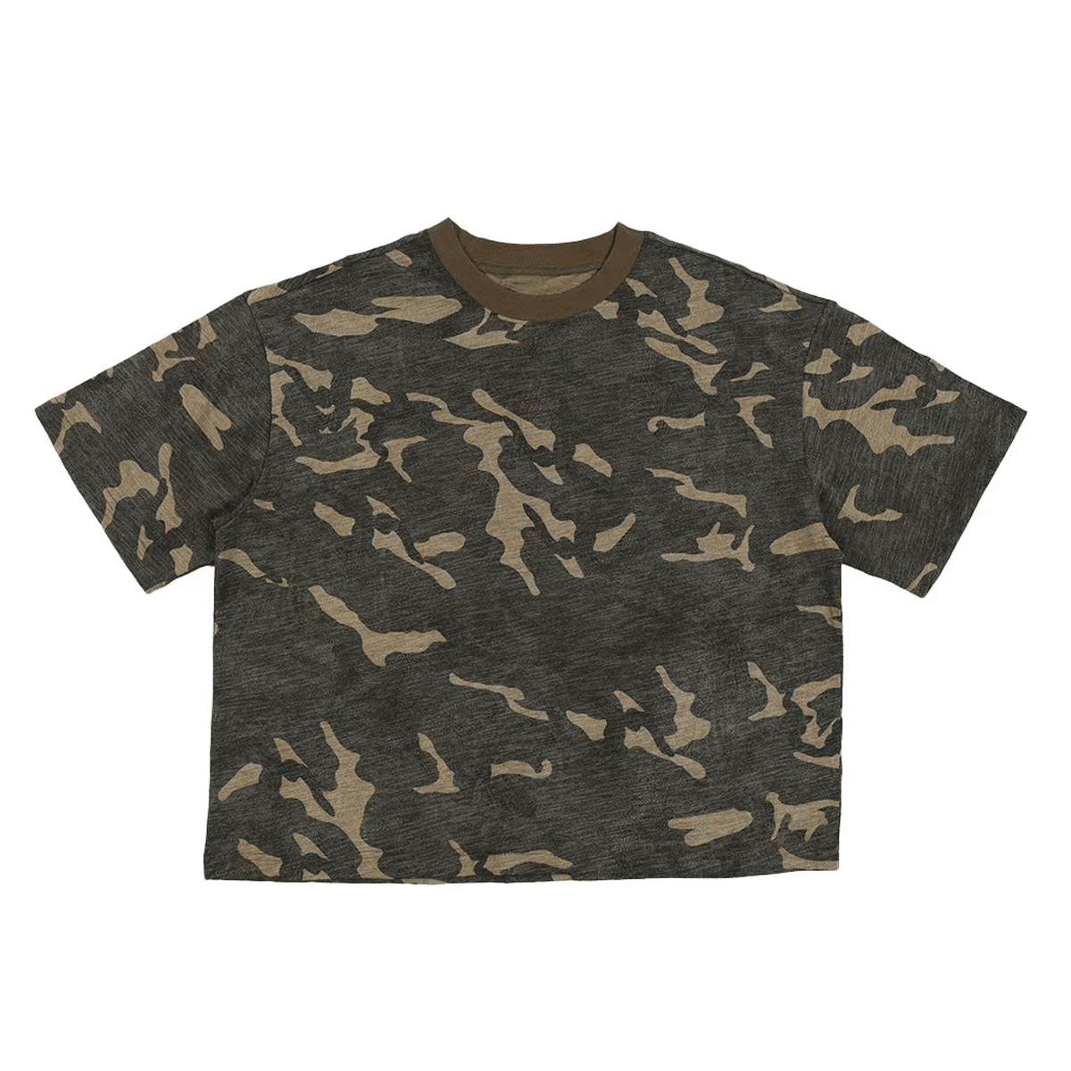 "STOP HATING" Camouflage Cropped Oversized Shirt Streetwear Boxy Unisex Top