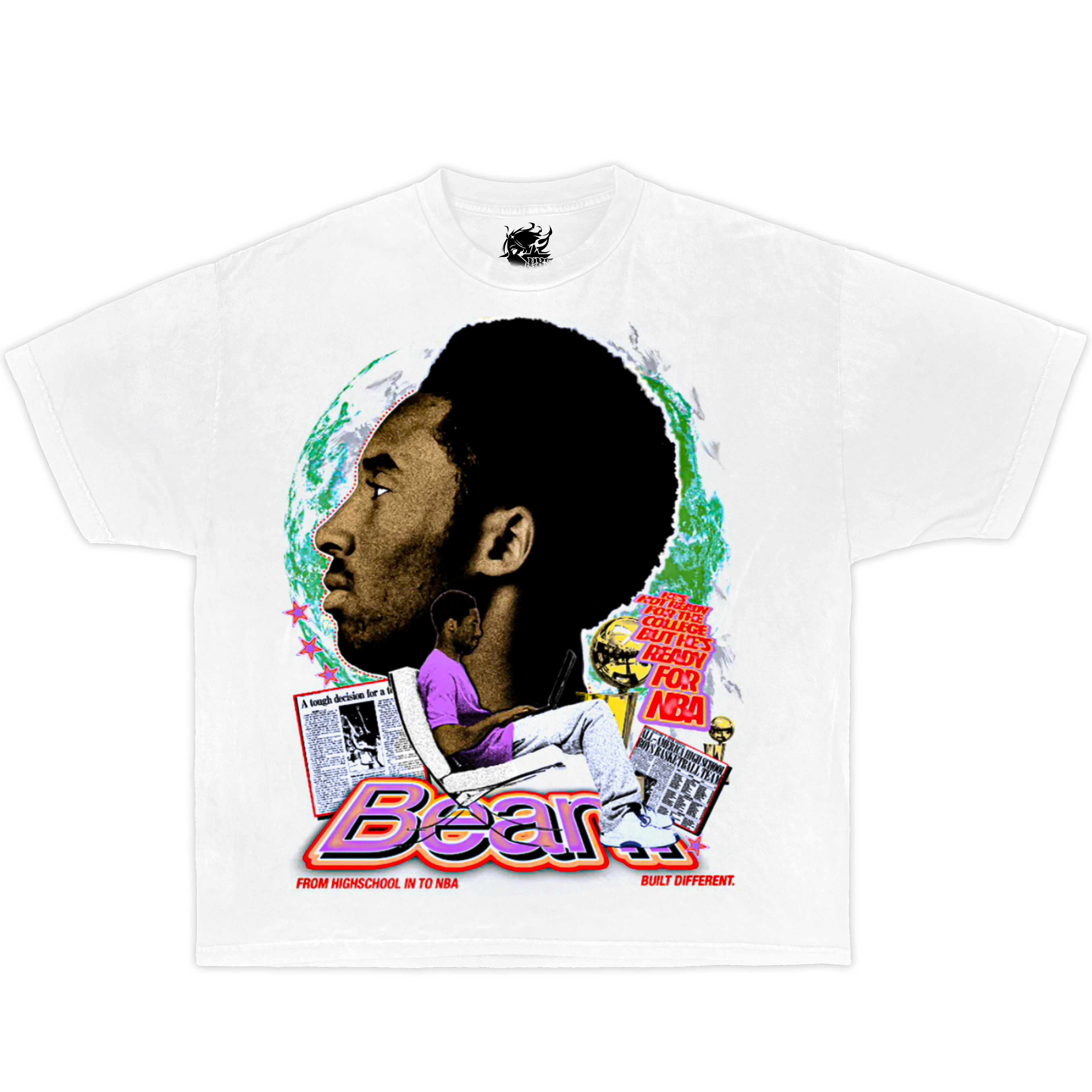 Vintage Kobe Bryant graphic tee – Skipped College retro Lakers t-shirt in white oversized streetwear style