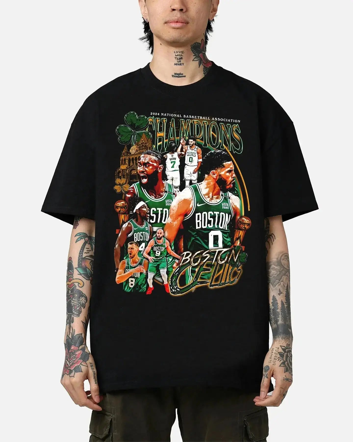 Boston Celtic Championship Boxy Shirt Vintage Basketball Tee Streetwear Y2K Neniom