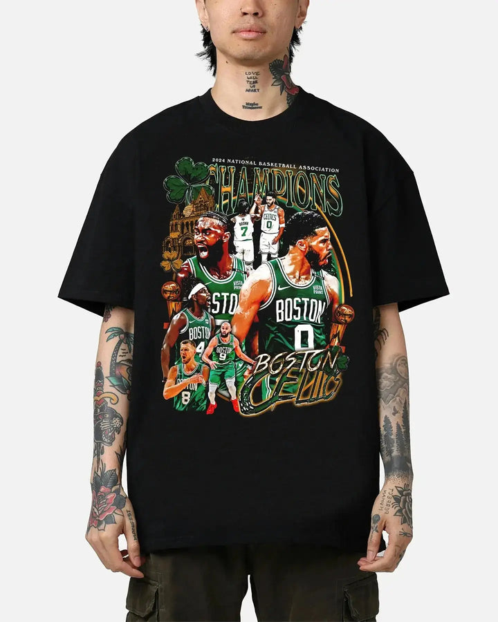 Boston Celtic Championship Boxy Shirt Vintage Basketball Tee Streetwear Y2K Neniom