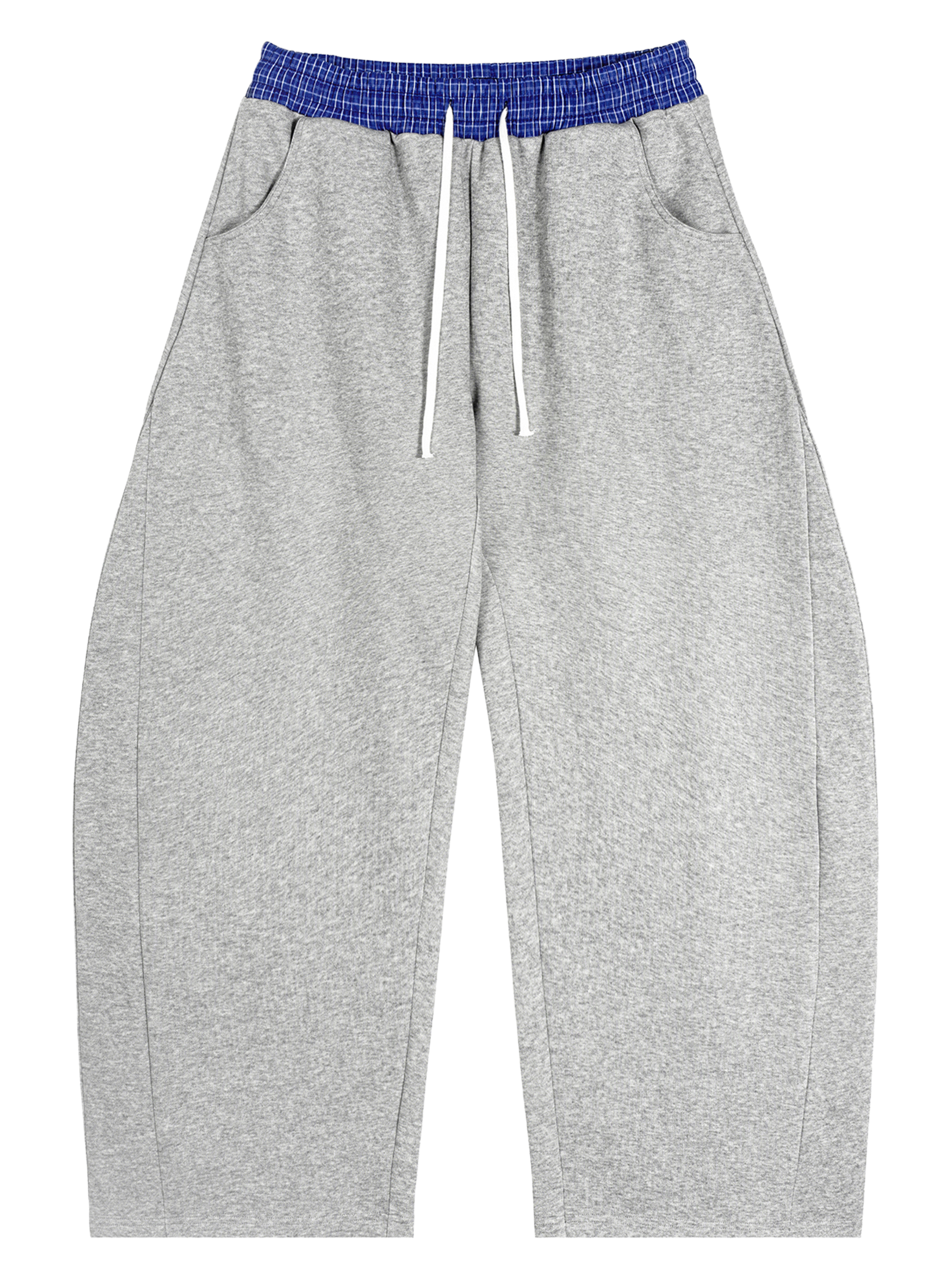 Plaid Waistband Barrel Oversized Y2K Flared Gray Sweatpants