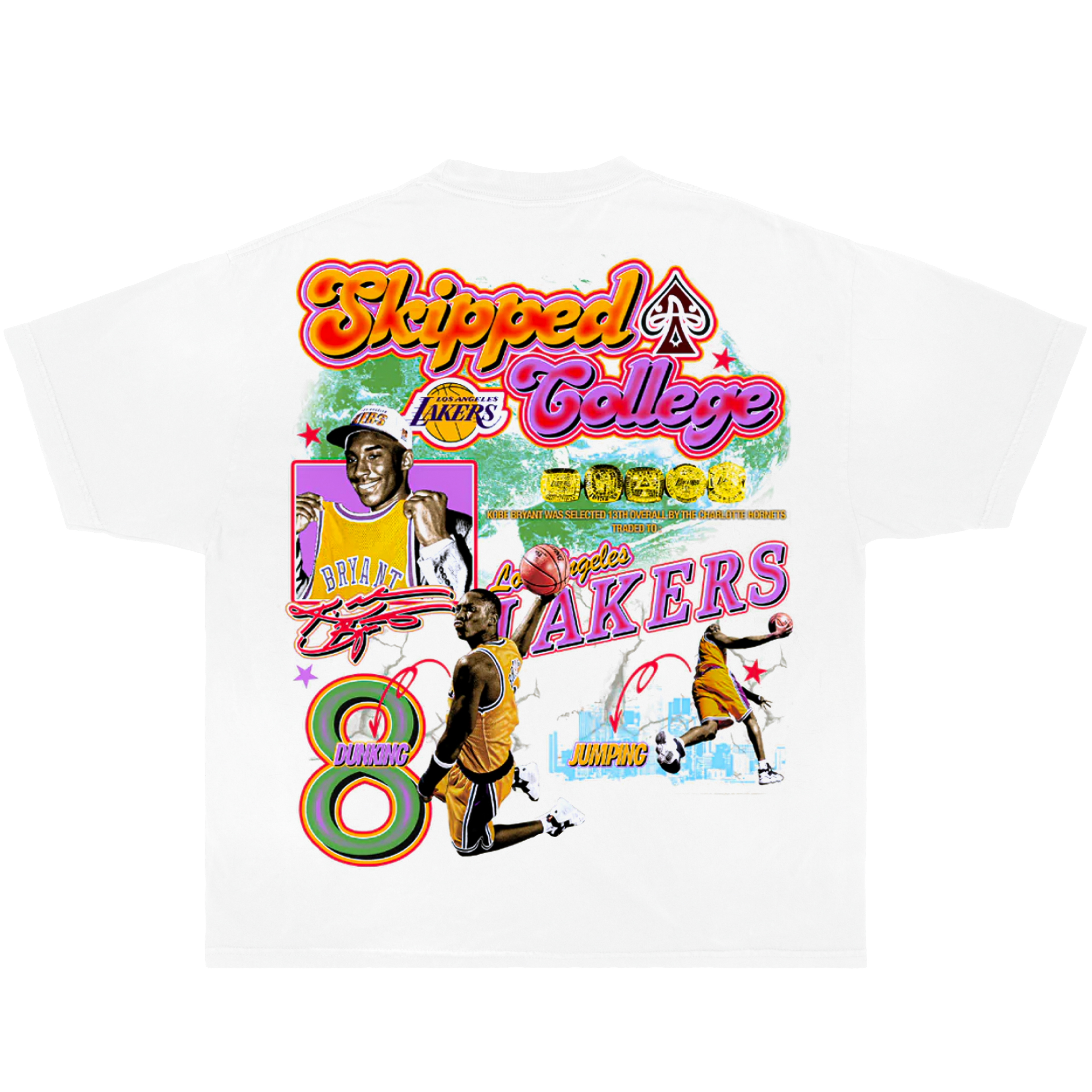 Retro basketball streetwear shirt – Kobe Bryant high school to NBA graphic tee with Lakers print