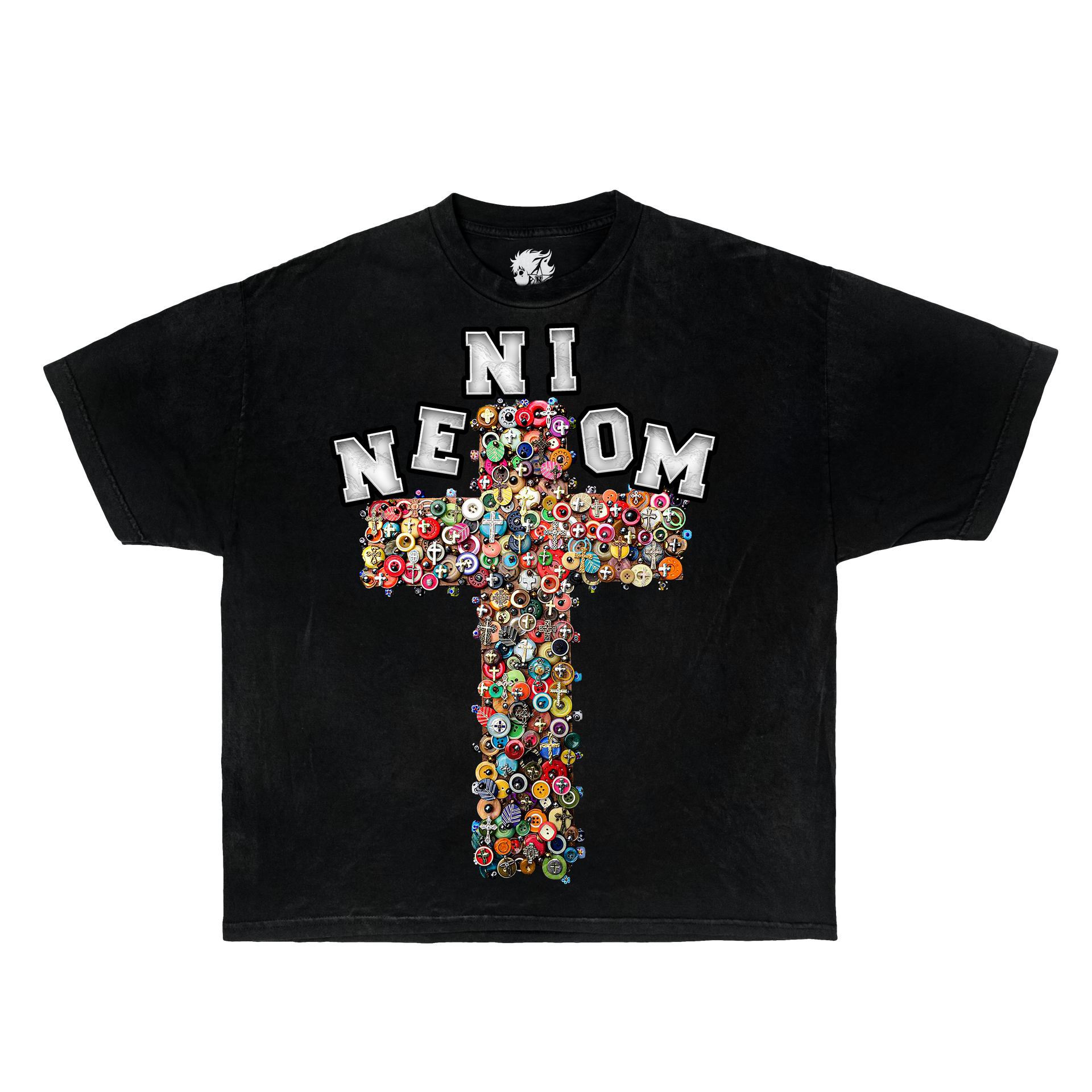 nenion cross shirt

y2k streetwear graphic tee

oversized black and white shirt

bold cross graphic streetwear

hype oversized streetwear tee

designer streetwear t shirt

unisex graphic streetwear clothing

colorful cross oversized tee

urban fashion statement shirt

trending y2k streetwear top