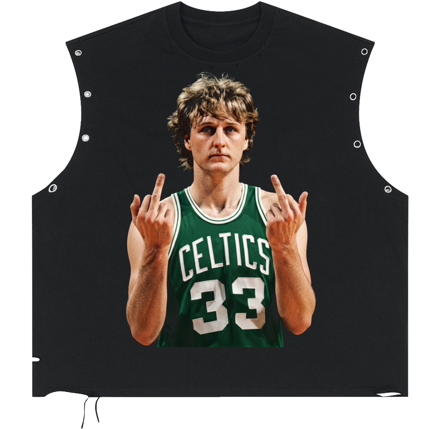Larry Legend Bird FU Distressed Grommet Cutoff Streetwear Tank Top