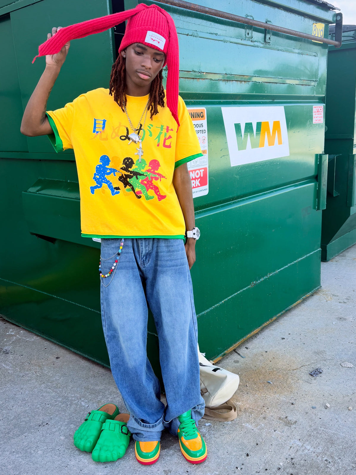 Neniom Color Block Oversized Boxy Tee – Yellow/Green