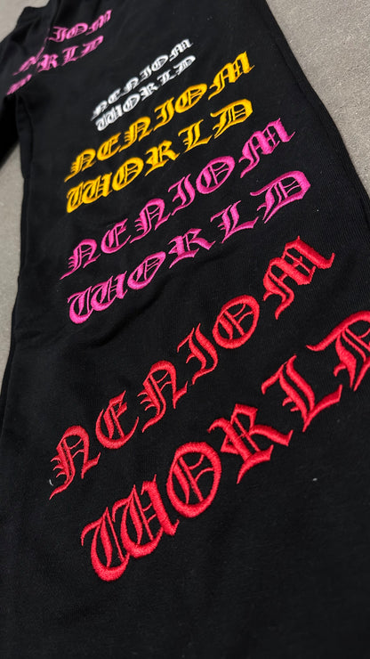 ★ LIMITED ★ Neniom World Baggy Sweatpants BLK Streetwear Y2K Fashion