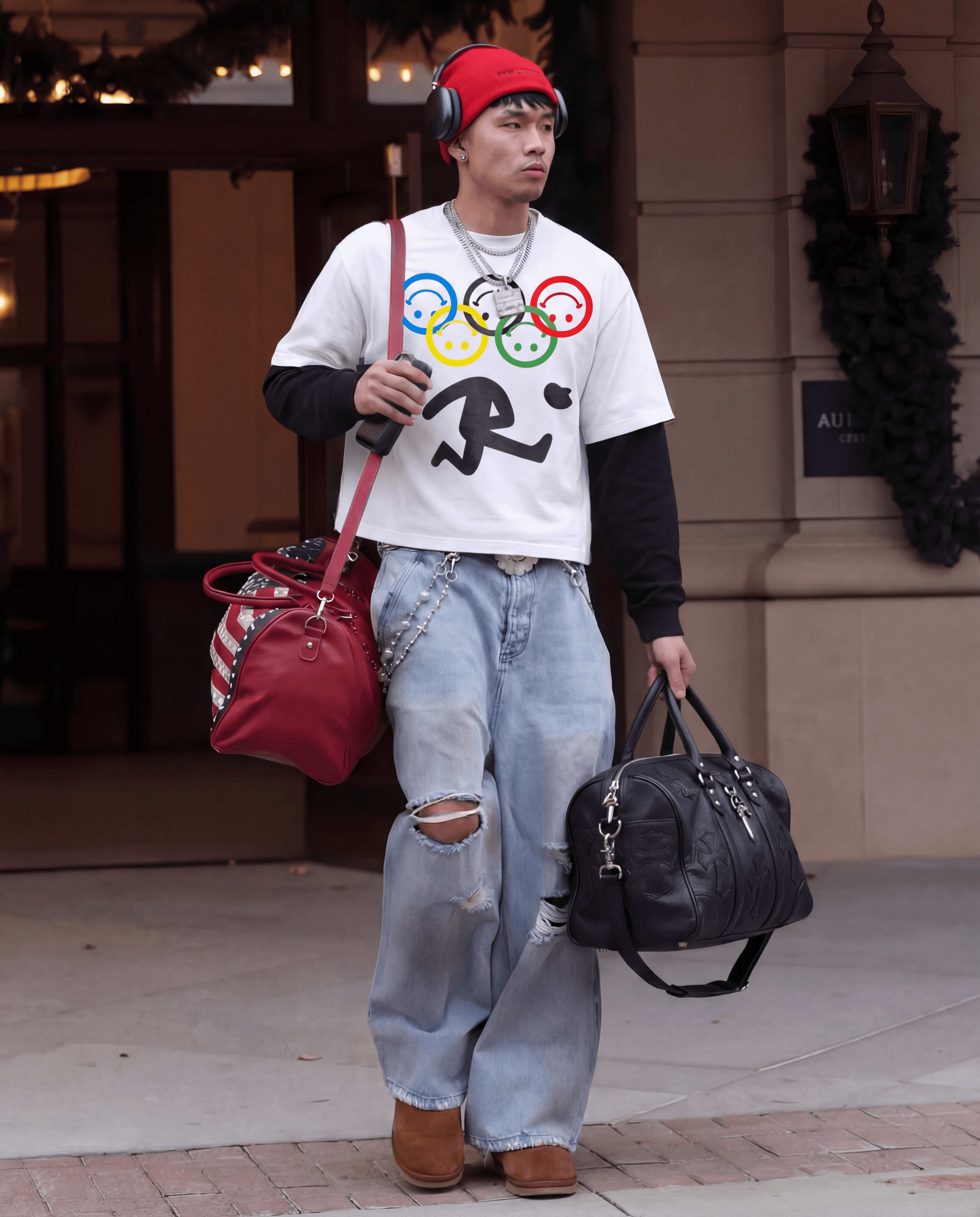 Neniom Olympic Layered Long Sleeve Cotton T-Shirt Streetwear Oversized Y2K Shirt - Neniom