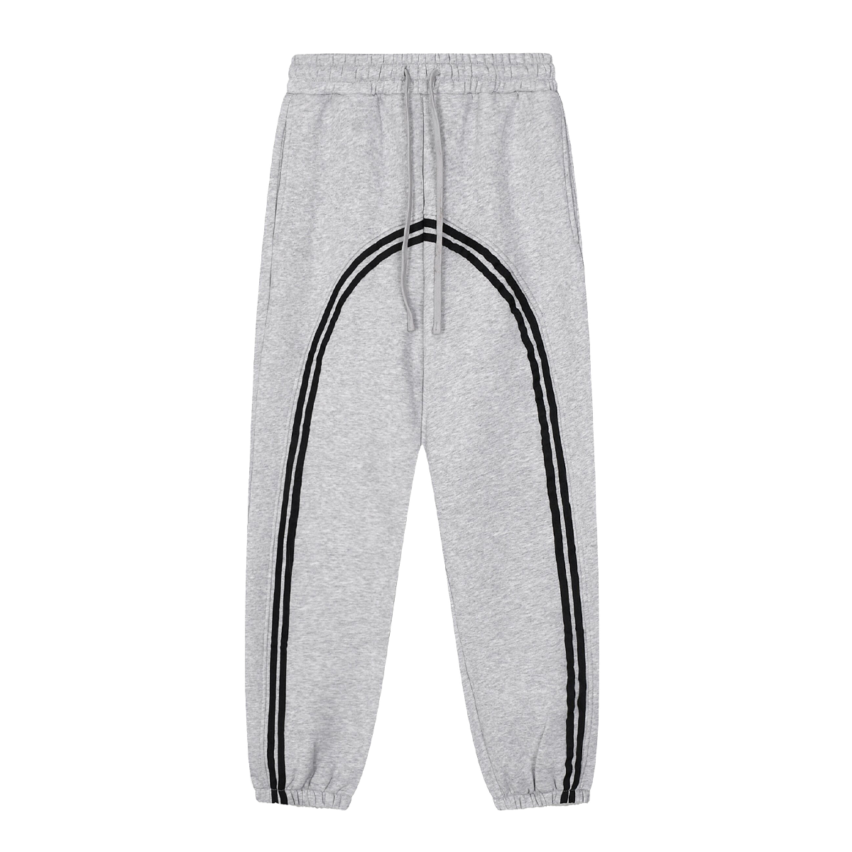 Eclipse Grey Tracksuit Contrast-Stitched Fleece Jogger Sweatpants Streetwear Y2K