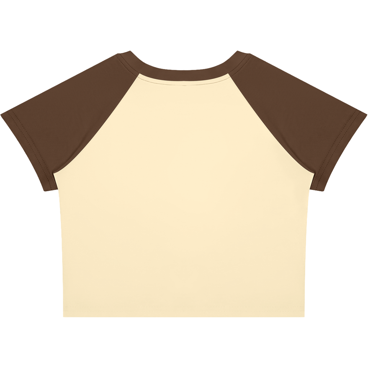 Crying Elf Girl Color-Block Raglan Crop Tee (Brown/Cream)