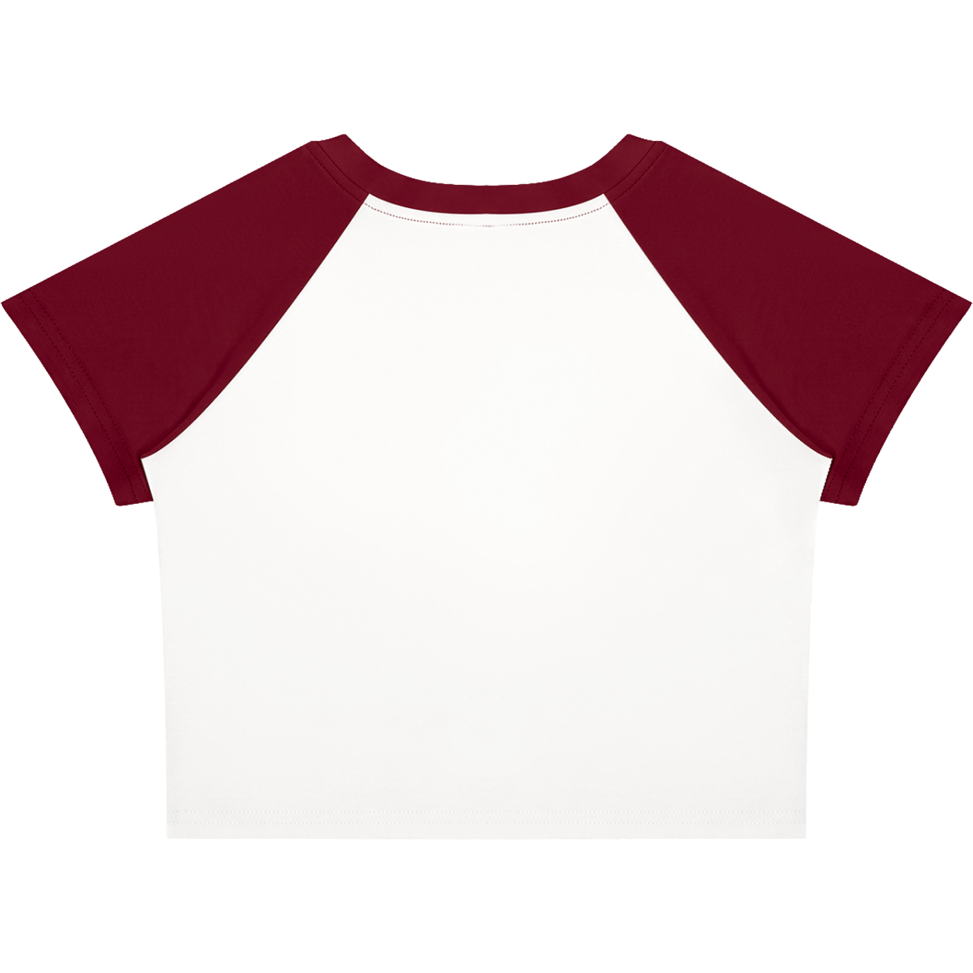 Crying Elf Girl Color-Block Raglan Crop Tee (Maroon/White)