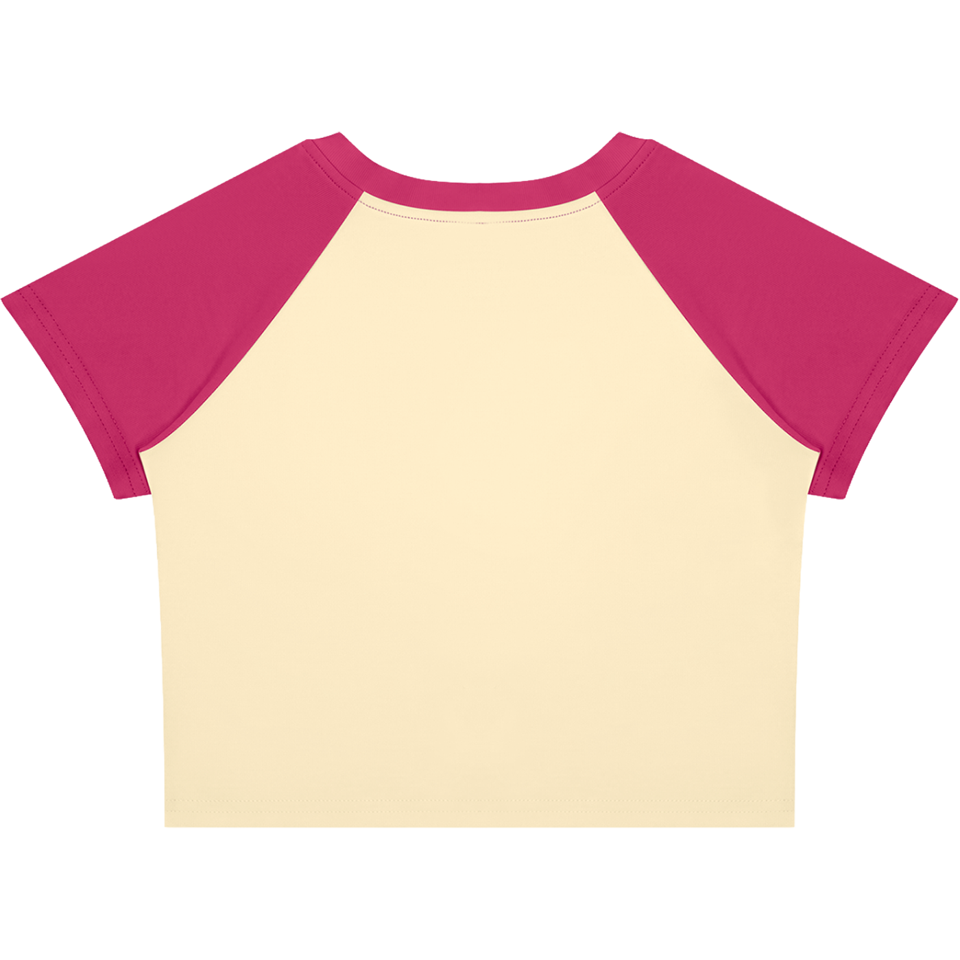 Crying Elf Girl Color-Block Raglan Crop Tee (Magenta/Cream)