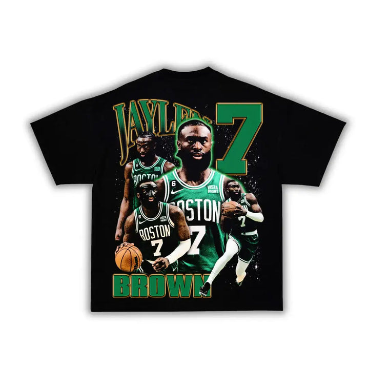 Jaylen Brown Boxy Vintage Graphic Shirt Basketball Tee Streetwear Y2K Neniom
