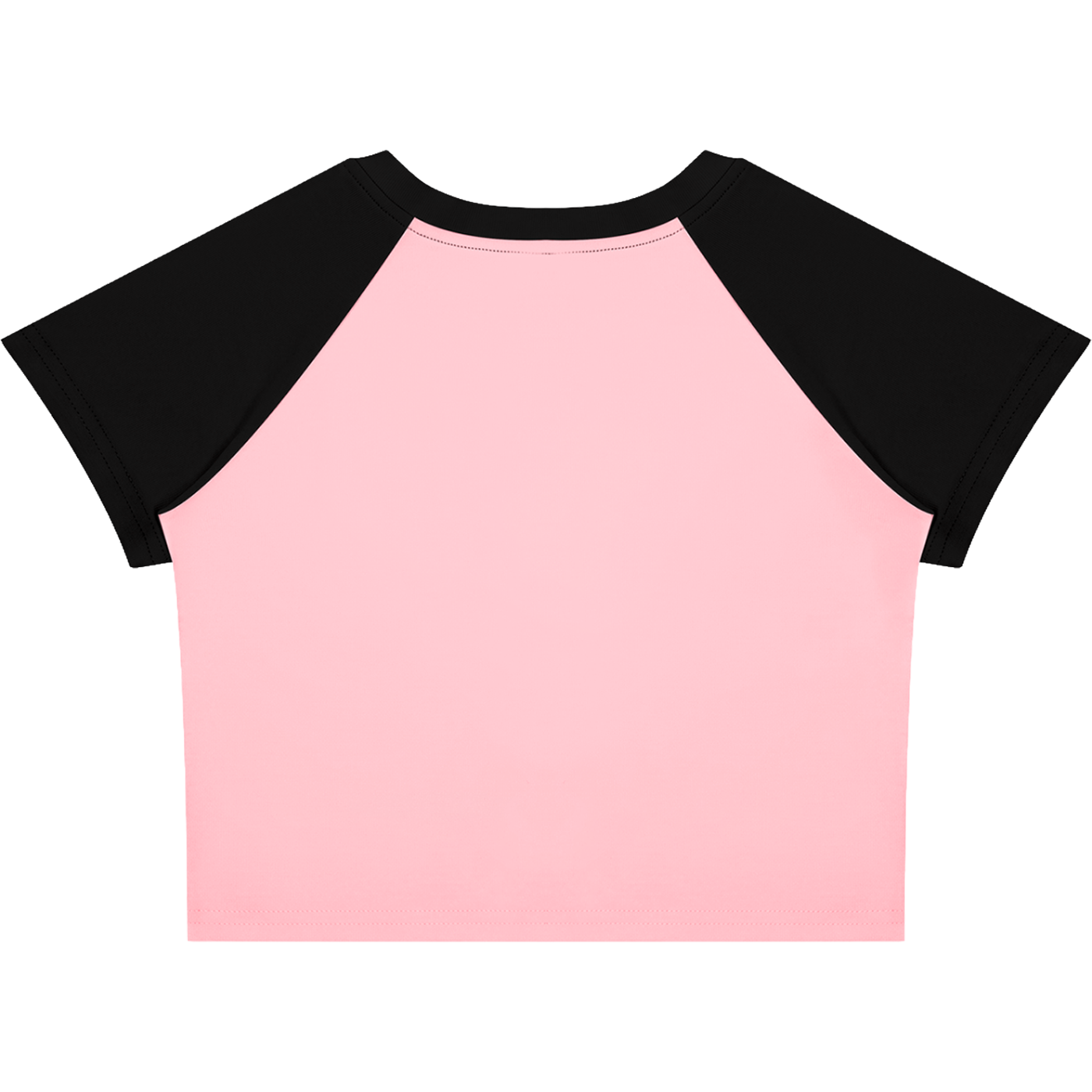 Crying Elf Girl Color-Block Raglan Crop Tee (Black/Pink)