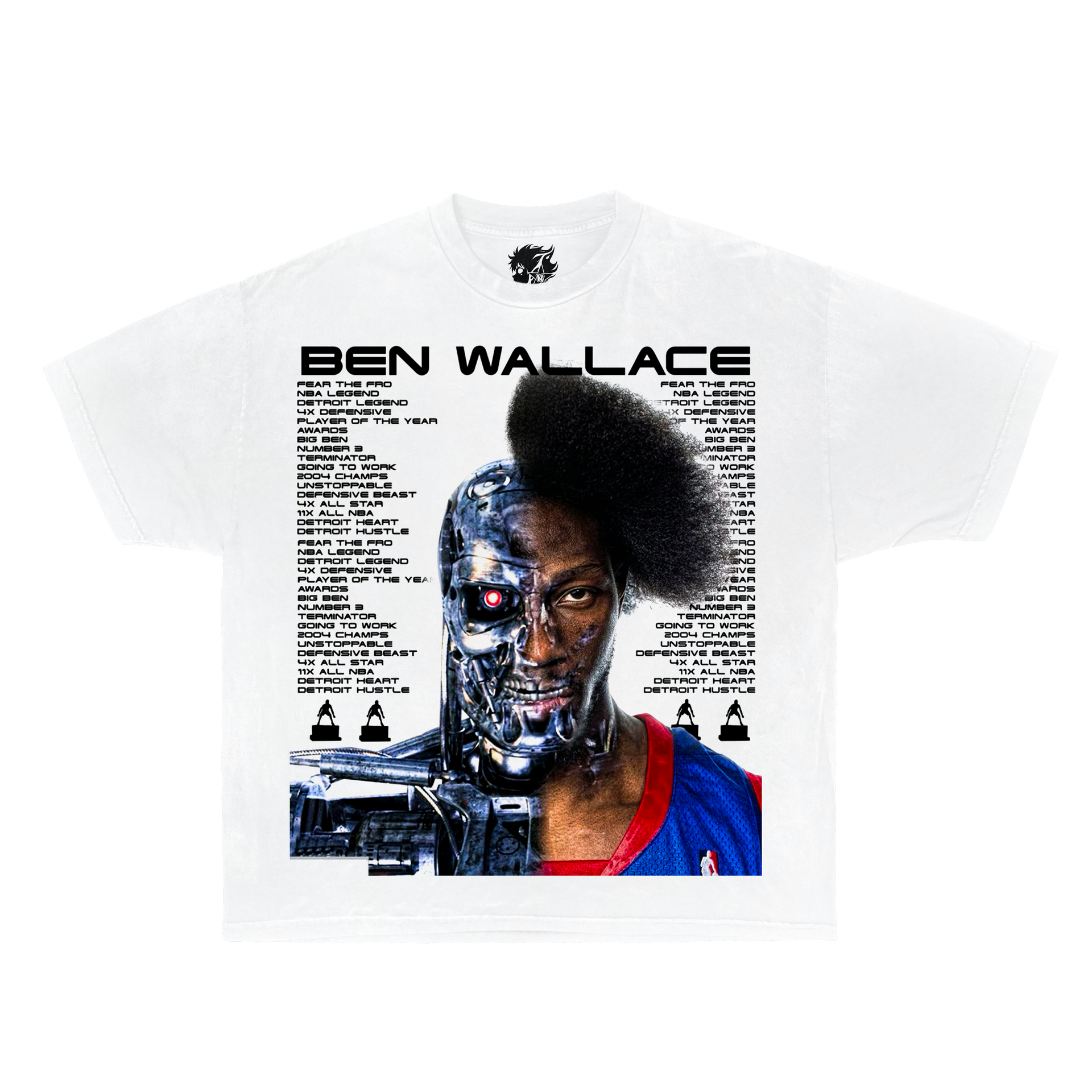 Ben Wallace Robot Boxy Vintage Shirt Graphic Basketball Tees Oversized Streetwear Unisex Pistons