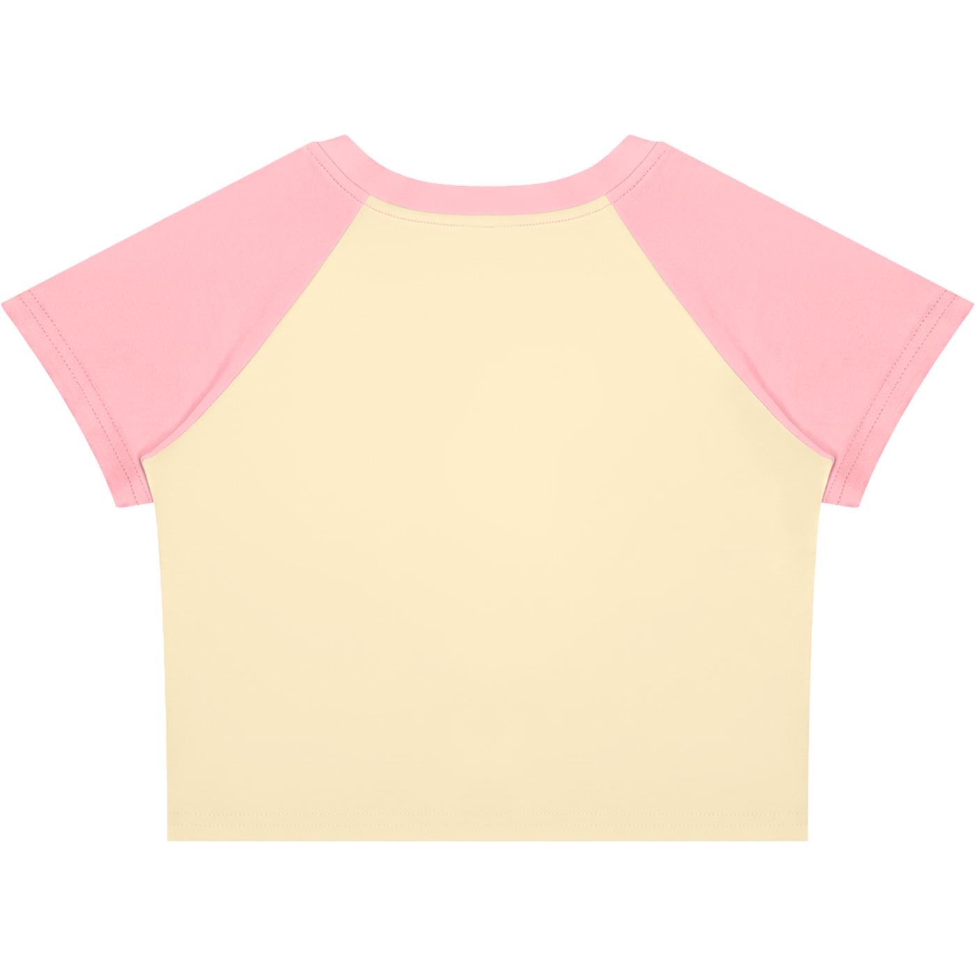 Crying Elf Girl Color-Block Raglan Crop Tee (Pink/Cream)