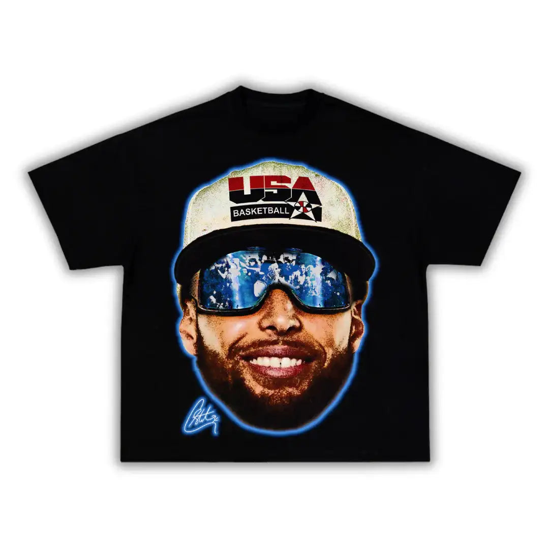 “Chef Curry” Team USA Boxy Vintage Graphic Shirt Basketball Tee Streetwear Y2K Neniom