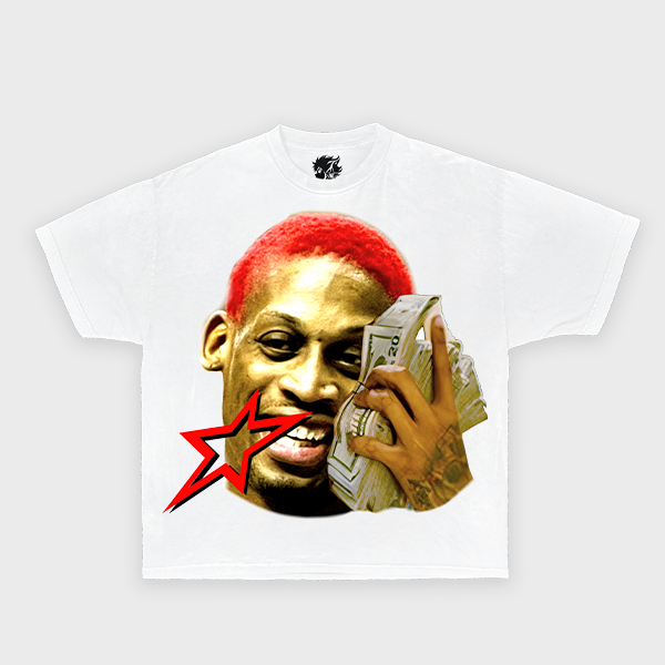 Dennis Rodman Money Talk Vintage Boxy T-shirt Oversized Streetwear Graphic Basketball Tees Y2K