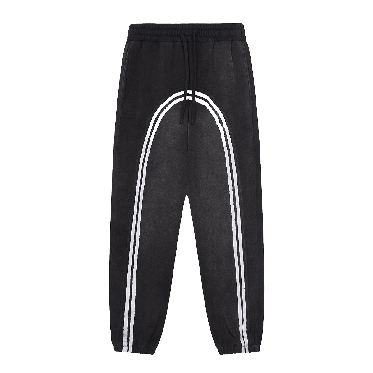 Eclipse Black Tracksuit Contrast-Stitched Fleece Jogger Sweatpants Streetwear Y2K