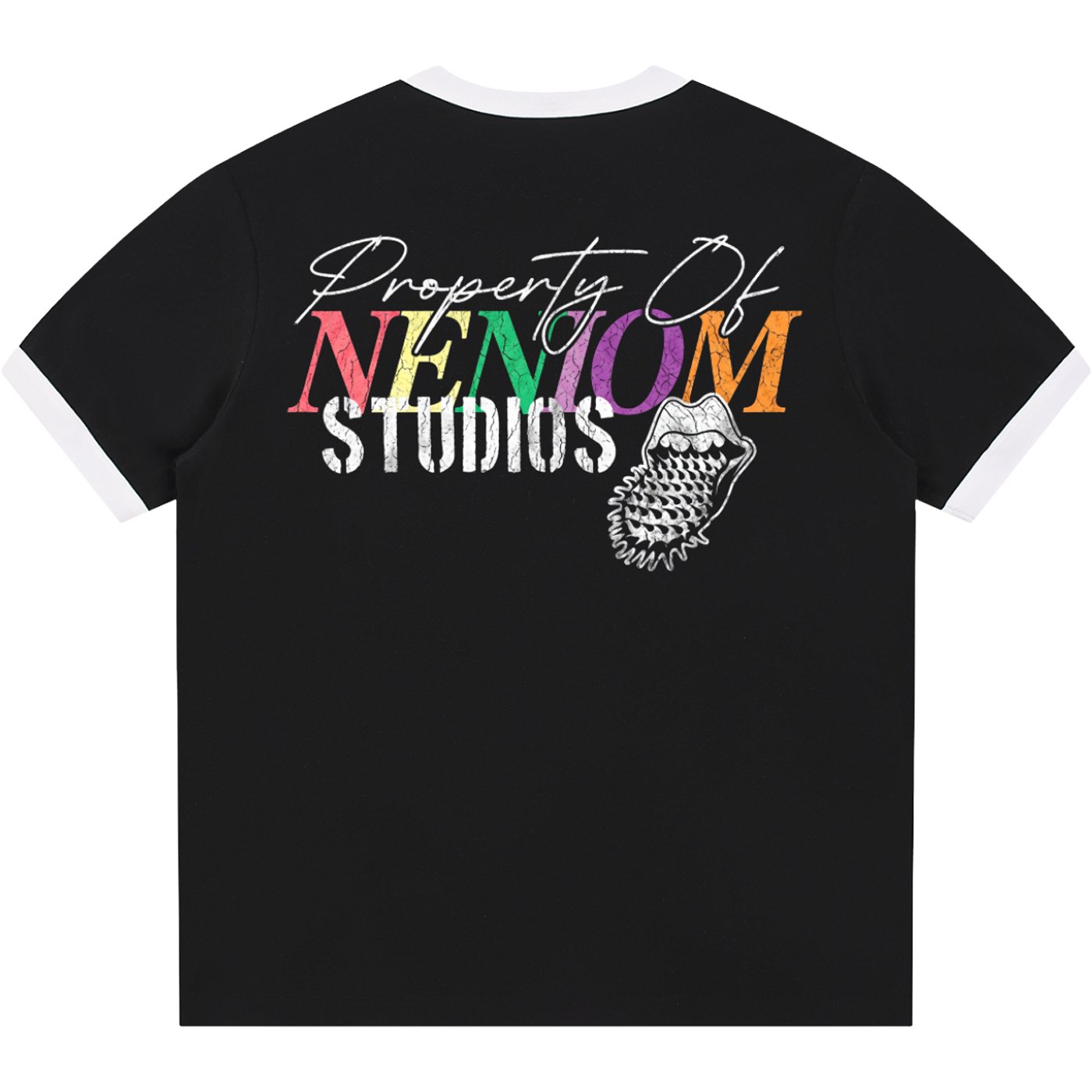 "I Love Property of NENIOM" Distressed Ringer Streetwear Tee